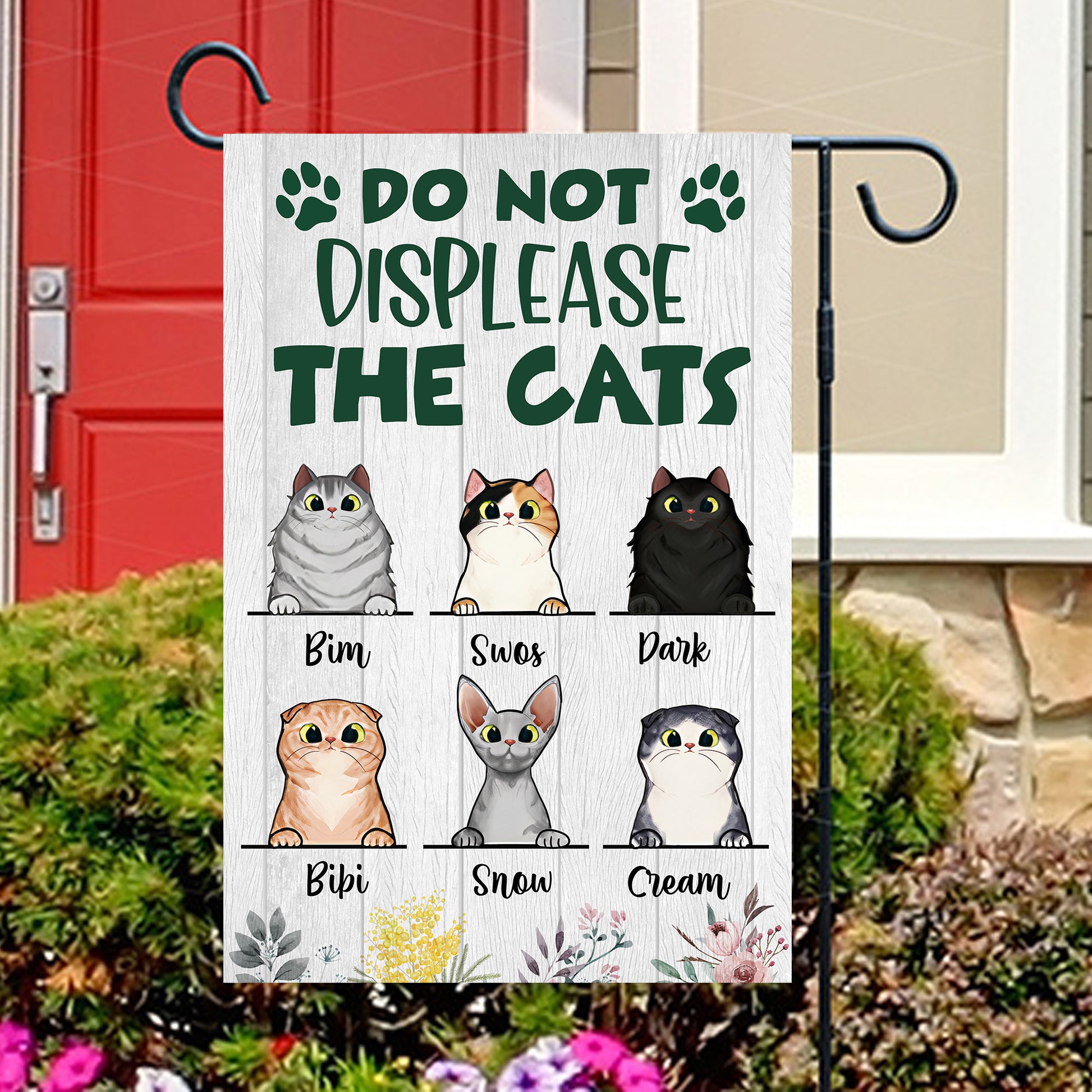 Do Not Displease The Cats Flag • Personalized Dog & Cat Garden Flag • Custom Welcome Flag • For Pet Lovers
