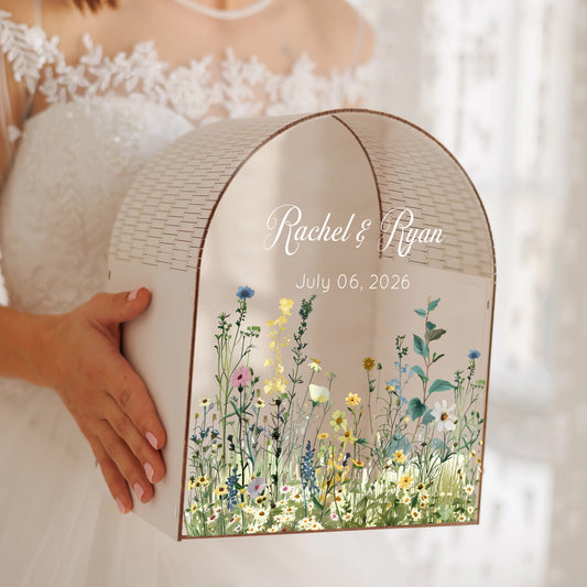 Personalized Wedding Card Box - Rustic Garden