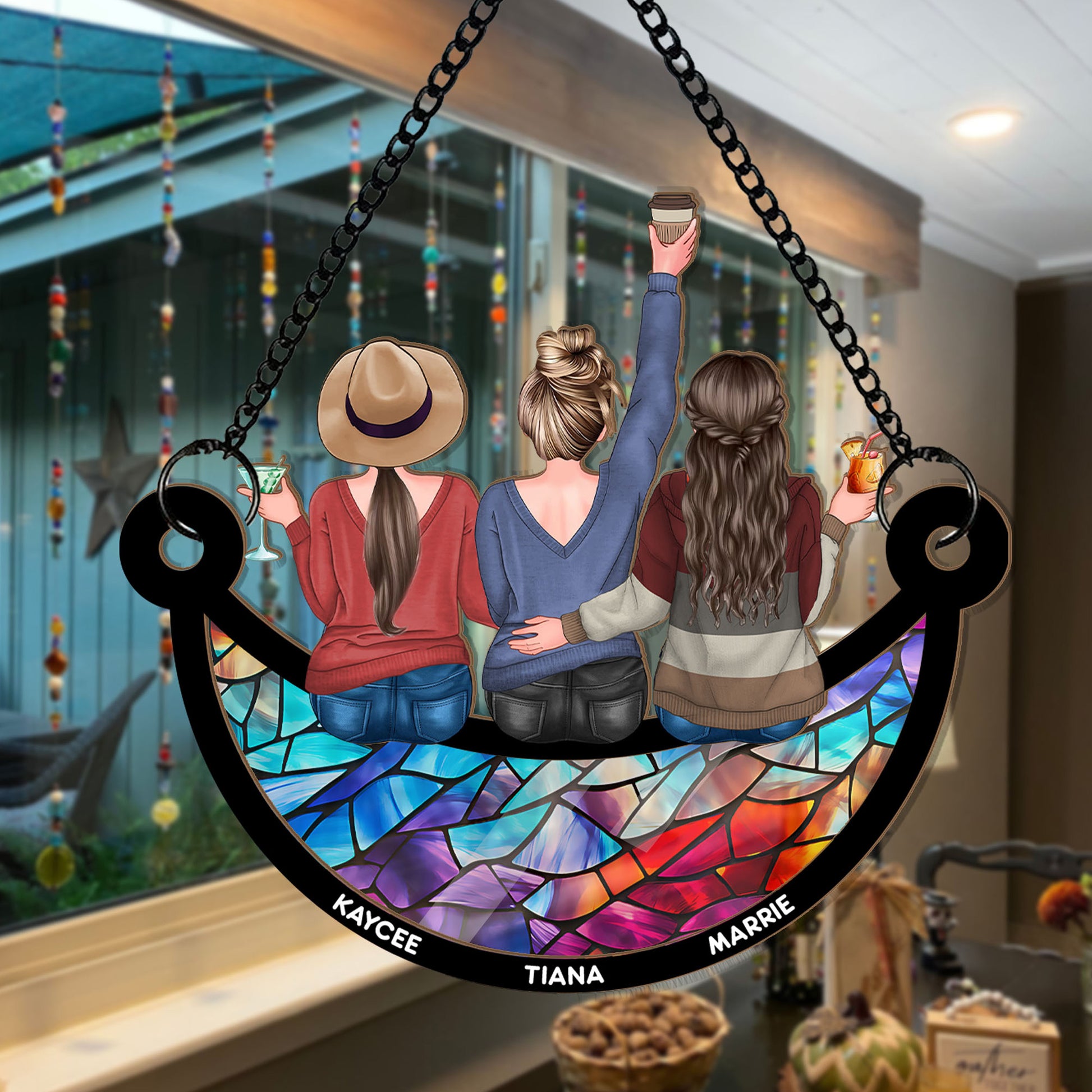 Personalized Best Friend Suncatcher Ornament • Custom Besties Ornament • For Soul Sisters • Friendship Ornament • Christmas Decoration • Window Hanging