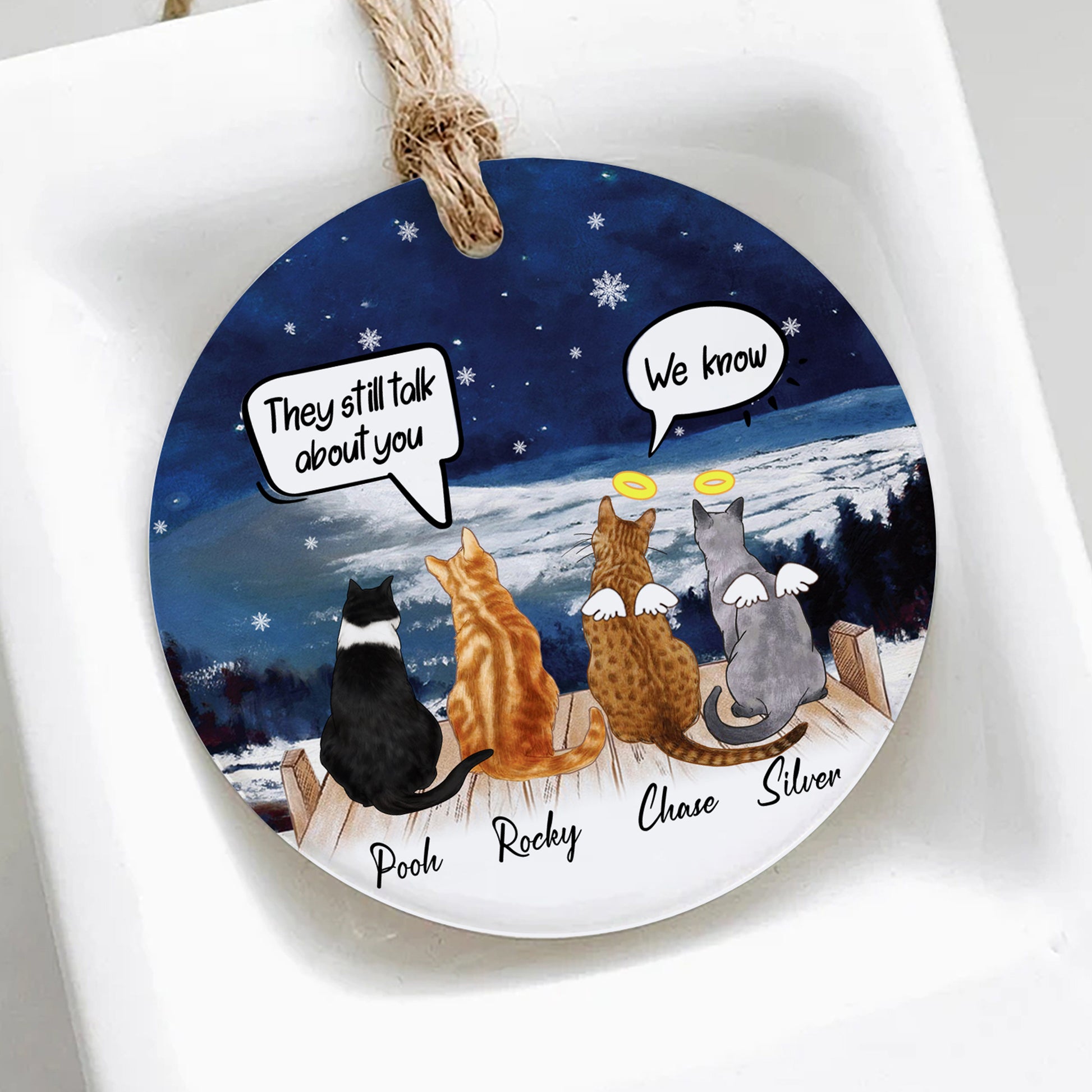 They Still Talk About You Cat Christmas Ornament • Custom Memorial Gift For Cat Family • Personalized Christmas Gift For Loss Of Cat • Portrait Ornament • Keepsake Gift