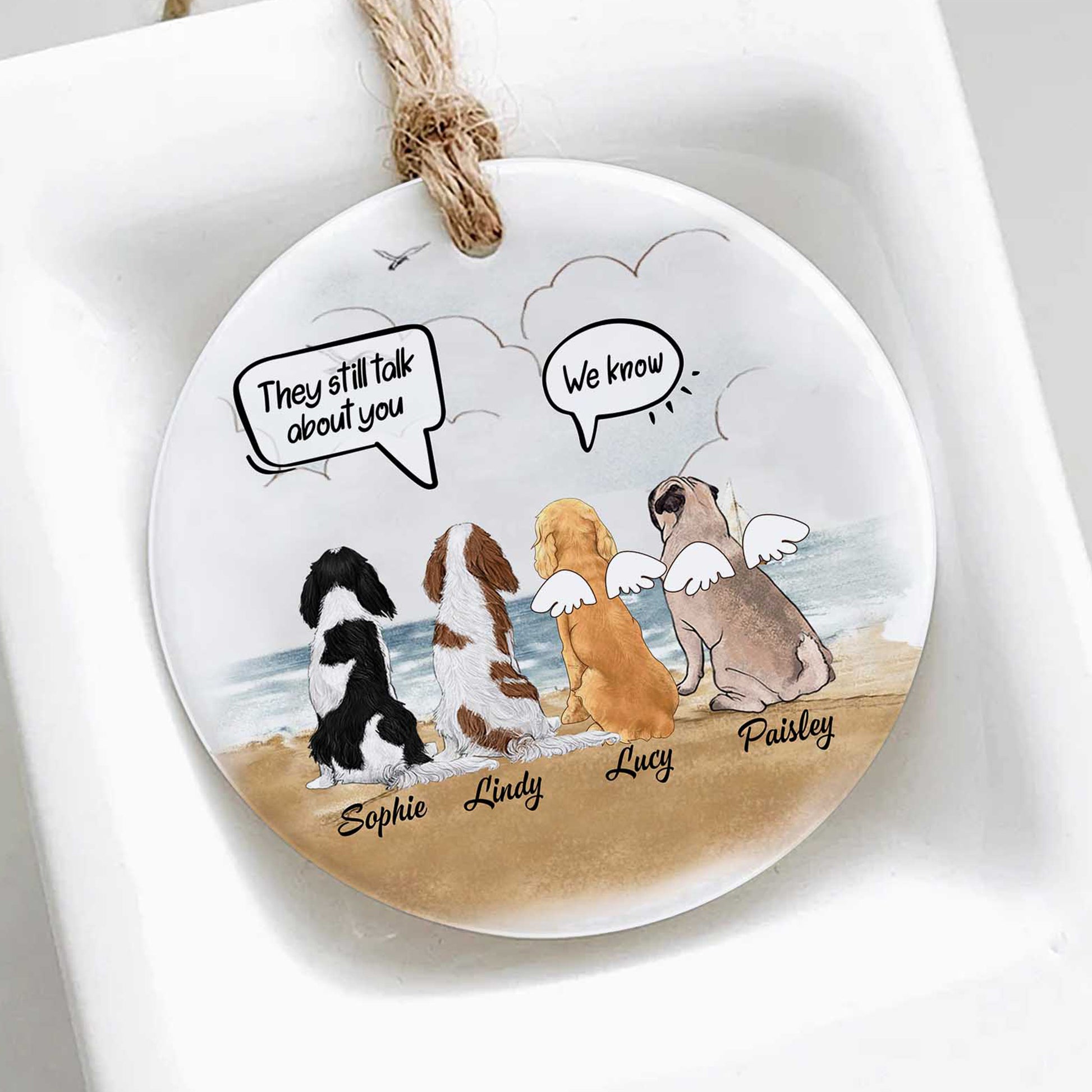 They Still Talk About You Dog Christmas Ornament • Custom Memorial Gift For Dog Family • Personalized Christmas Gift For Loss Of Dog • Portrait Ornament • Keepsake Gift