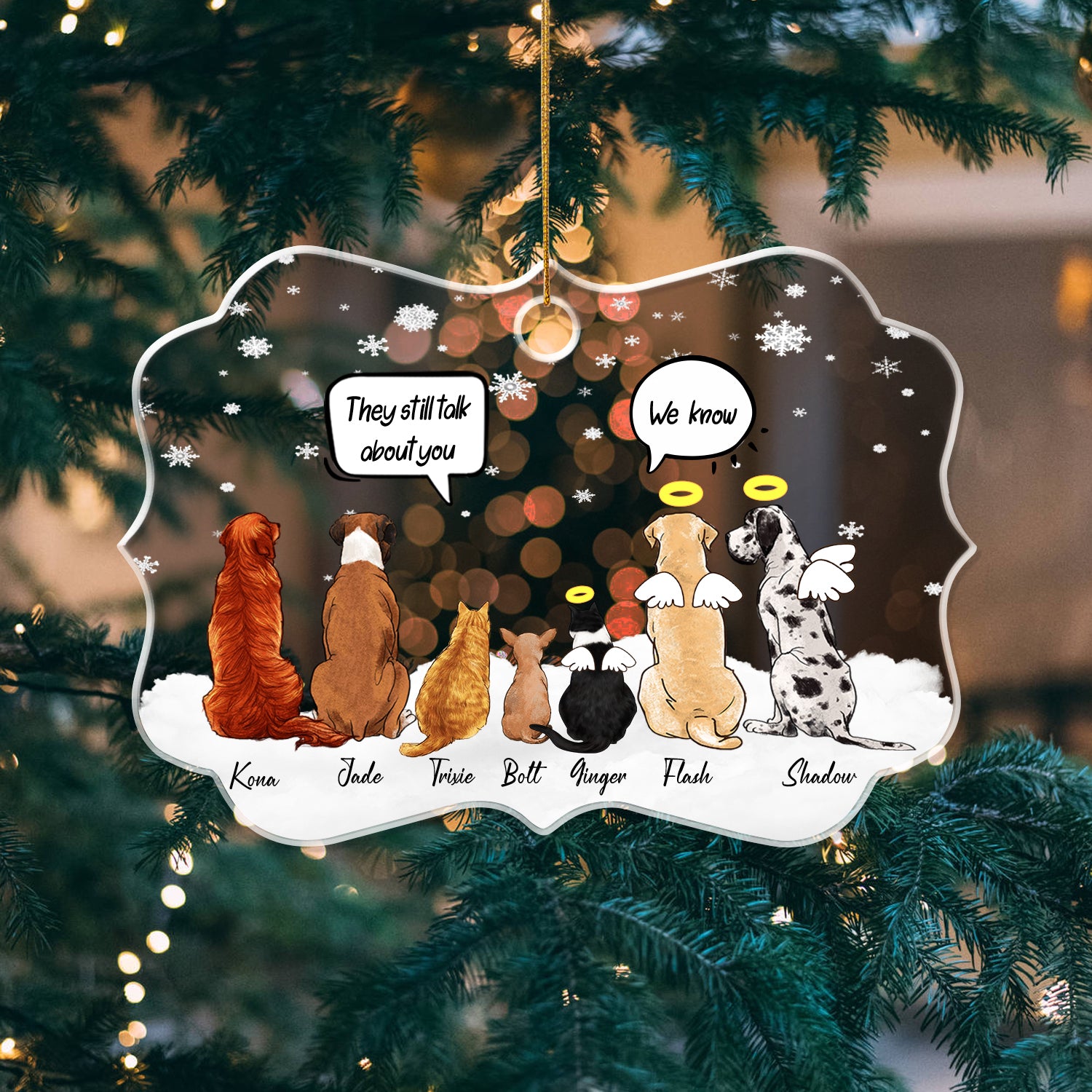 Dog And Cat Custom Christmas Ornament • Keepsake Gift For Dog Family • Personalized Christmas Gift For Pet Family • Pet Portrait Benelux Ornament