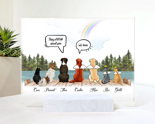 Custom Family Portrait Framed • Personalized Memorial Portrait For Cat Family • Keepsake Gift • Parents And Kids Frame • Acrylic Plaque