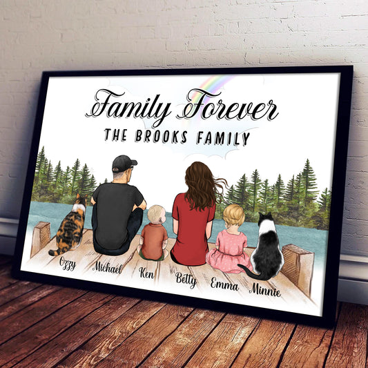 Custom Family Portrait Framed • Family With Kid And Dog • Father's Day Gift 2025