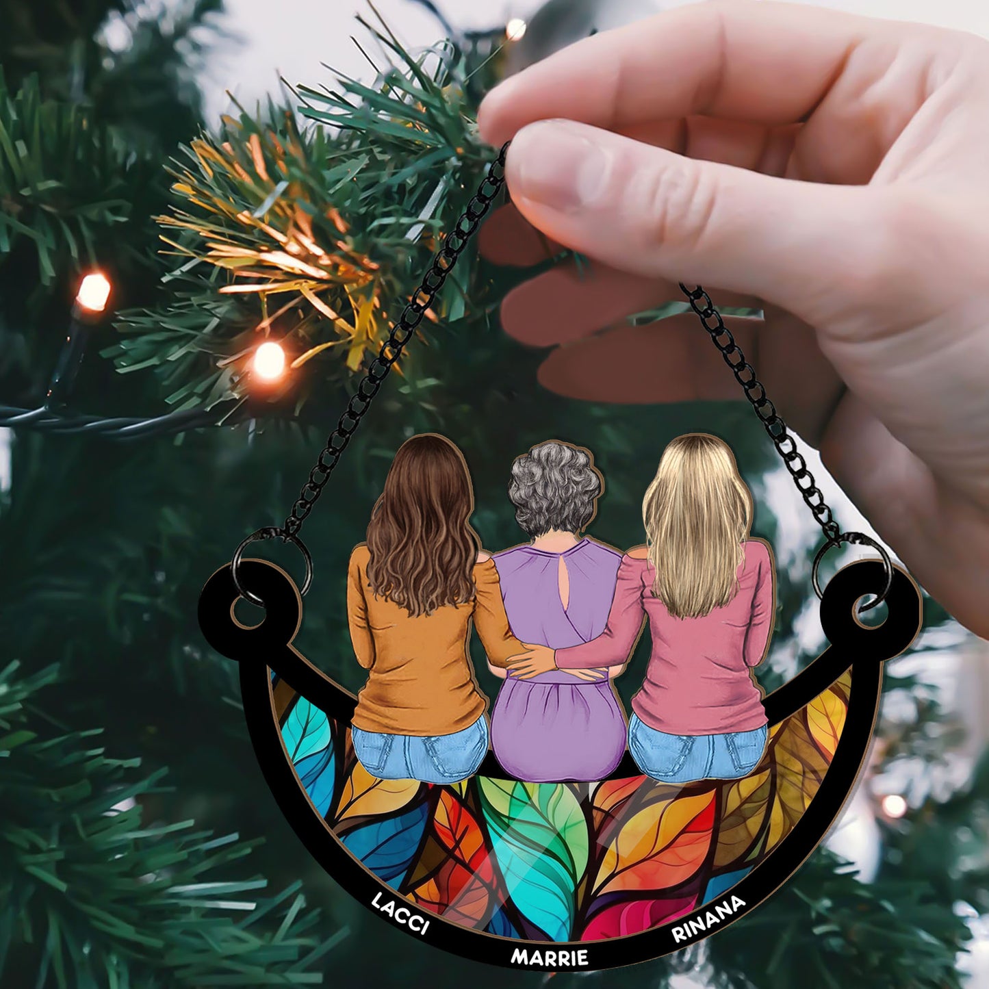 Personalized Mother & Daughter Suncatcher Ornament • Mom & Daughter Custom Memorial Gift • For Mom Passed Away • Christmas Decoration • Window Hanging
