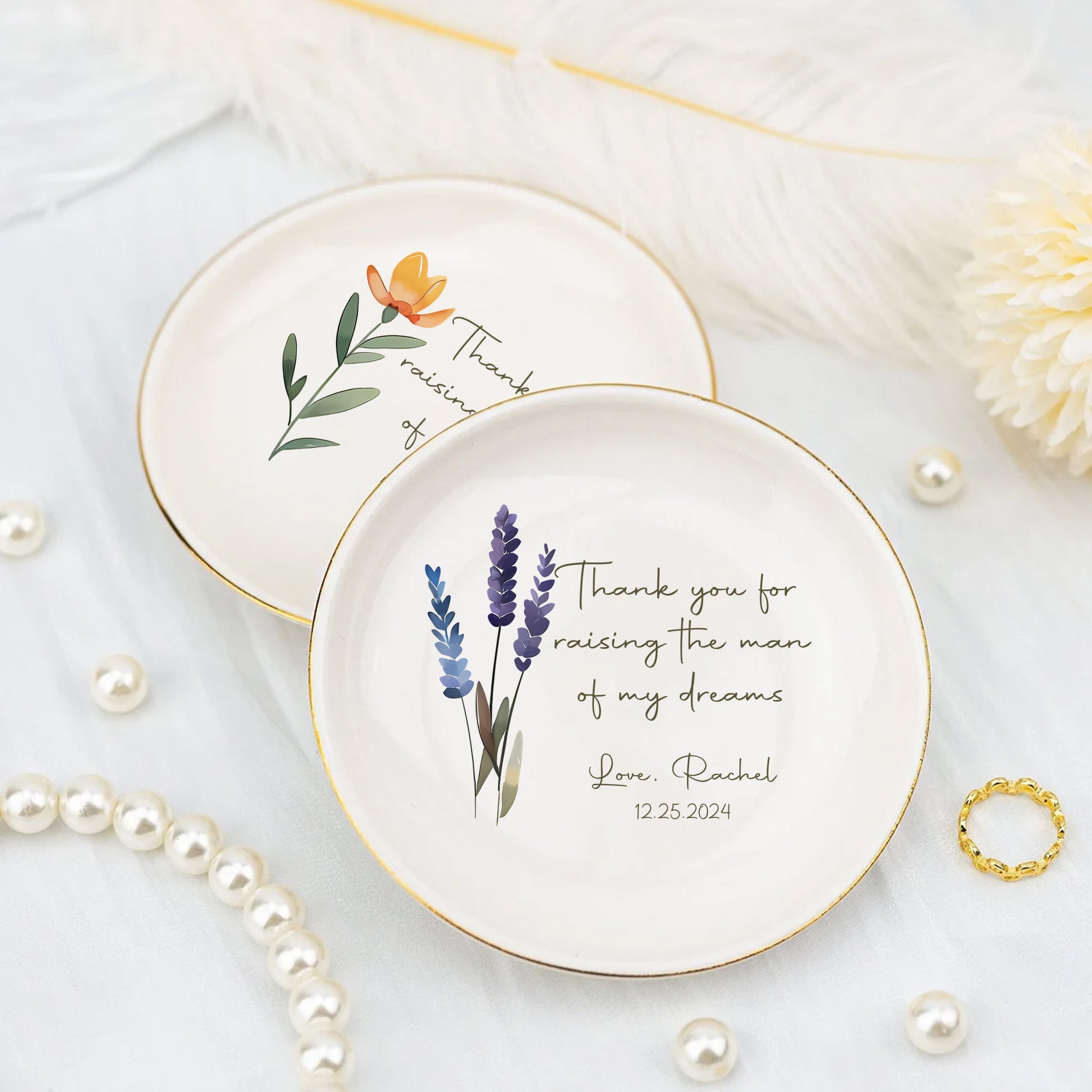 Personalized Wedding Ring Dish For Mother Of The Bride & Groom • Gift From Daughter • Thank You For Raising The Man Of My Dream • Gift For Mom