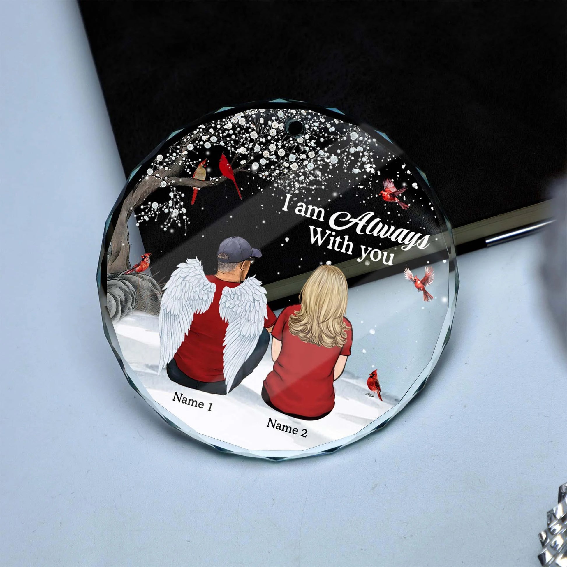 Glass Ornament For Loss Of Dad • Personalized Father And Daughter Ornament • Dad & Daughter Custom Memorial Gift For Dad Passed Away