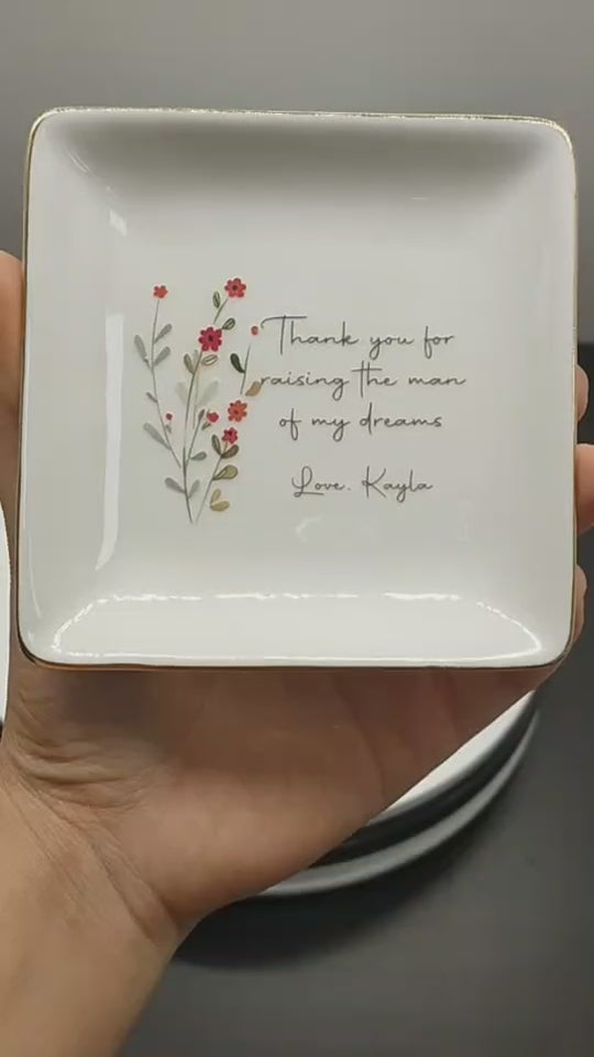 Personalized Wedding Ring Dish For Mother Of The Bride & Groom • Gift From Daughter • Thank You For Raising The Man Of My Dream • Gift For Mom