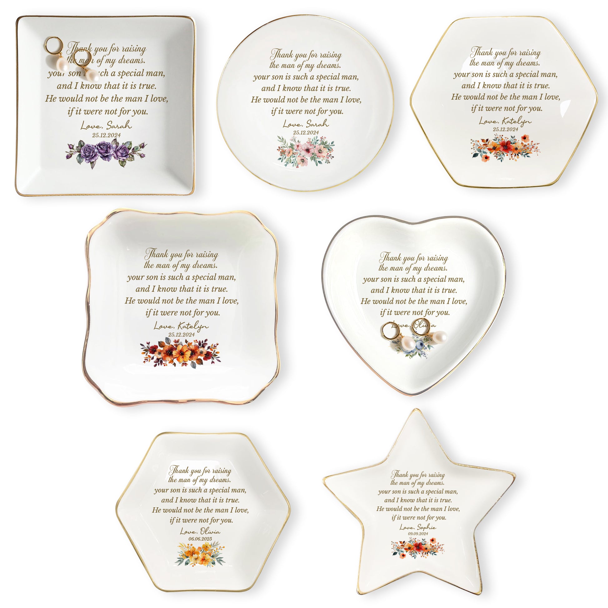 Personalized Wedding Ring Dish For Mother Of The Bride & Groom • Gift From Daughter • Thank You For Raising The Man Of My Dream • Gift For Mom