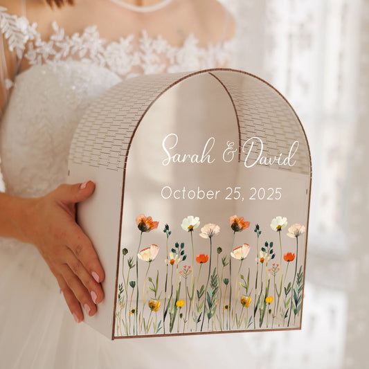Personalized Wedding Card Box - Floral Garden