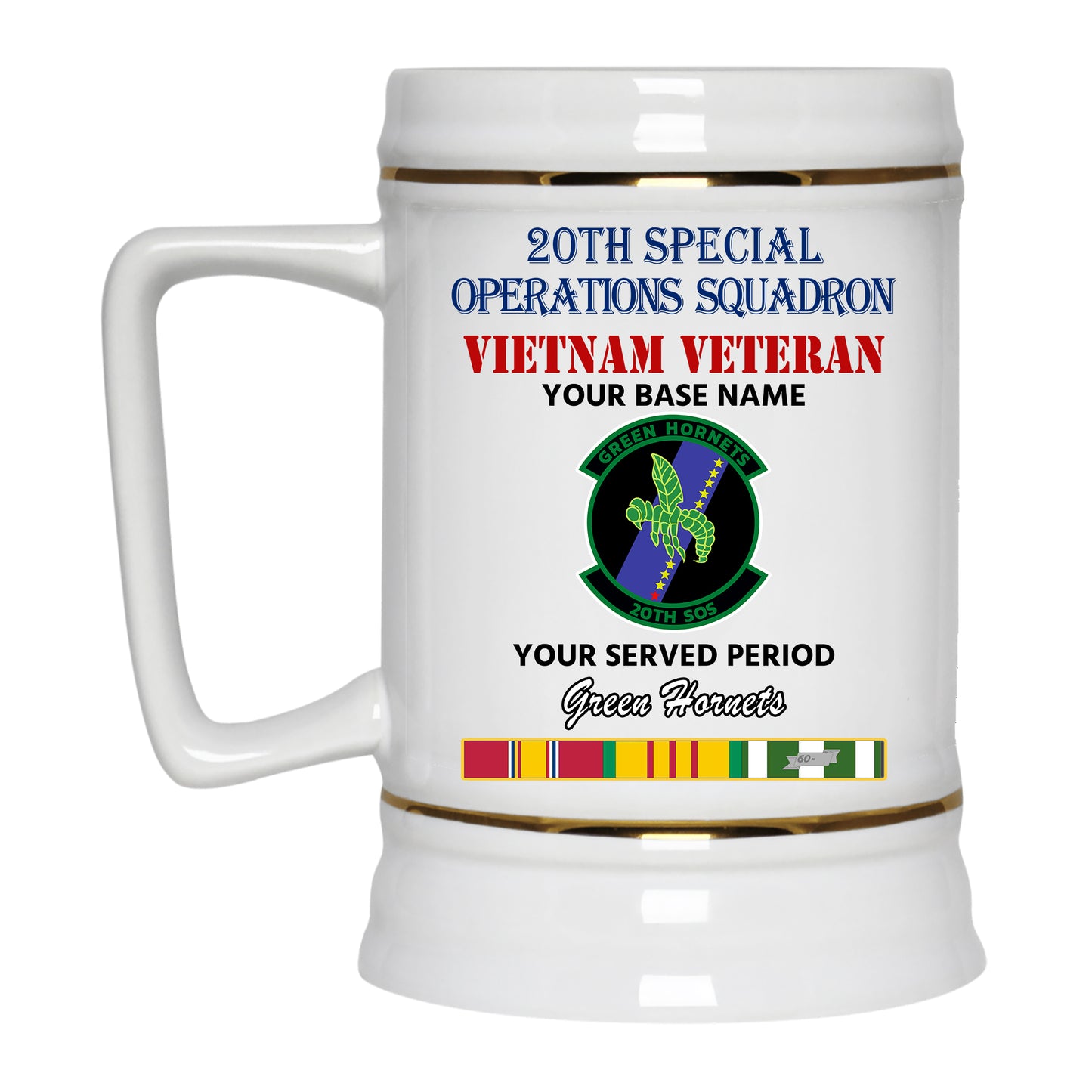 20TH SPECIAL OPERATIONS SQUADRON BEER STEIN 22oz GOLD TRIM BEER STEIN