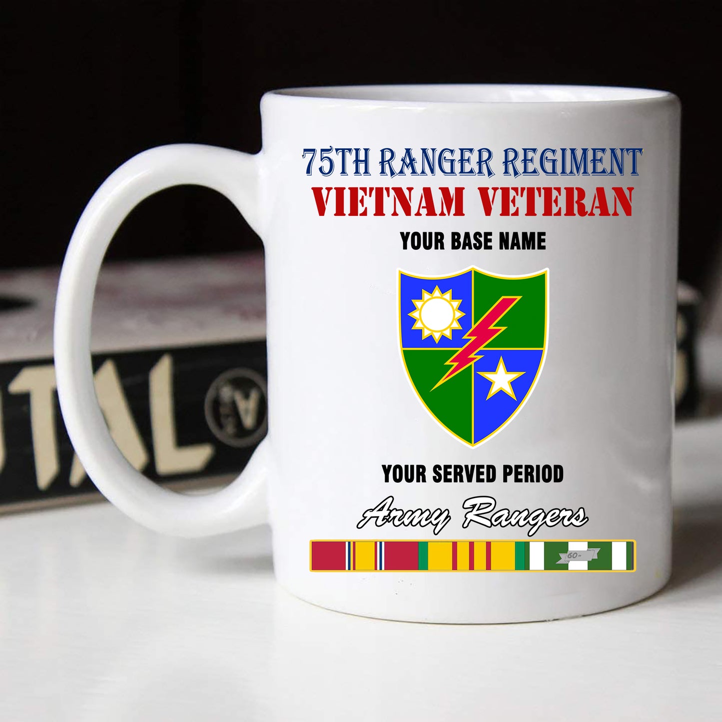 75TH RANGER REGIMENT BLACK WHITE 11oz 15oz COFFEE MUG