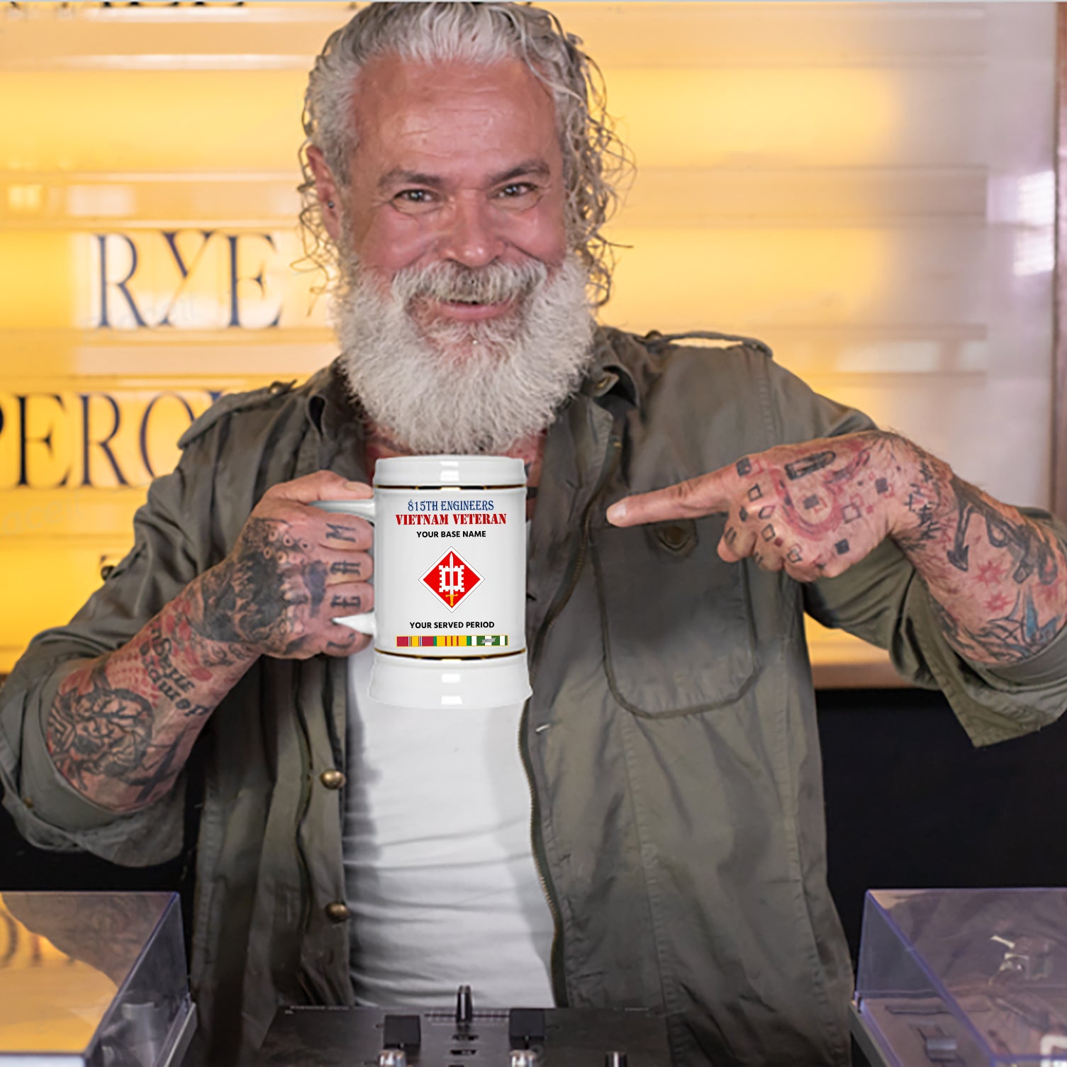 815TH ENGINEERS BEER STEIN 22oz GOLD TRIM BEER STEIN Rotzila 815th-engineers-beer-stein-22oz-gold-trim-beer-stein-rotzila