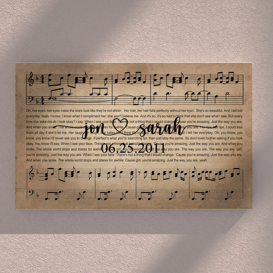 Personalized Names, First Dance/Wedding Song & Date - Premium Canvas, Poster