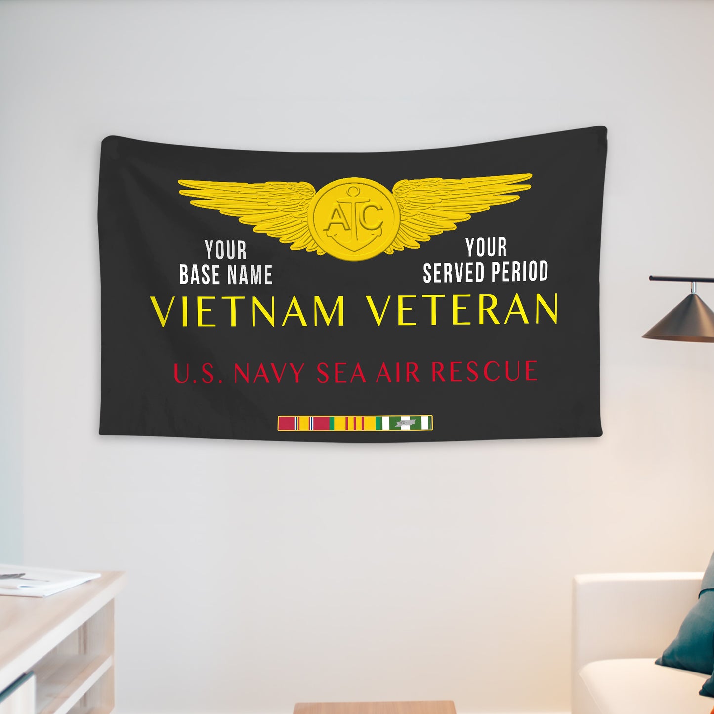 US NAVY SEA AIR RESCUE WALL FLAG VERTICAL HORIZONTAL 36 x 60 INCHES WALL FLAG