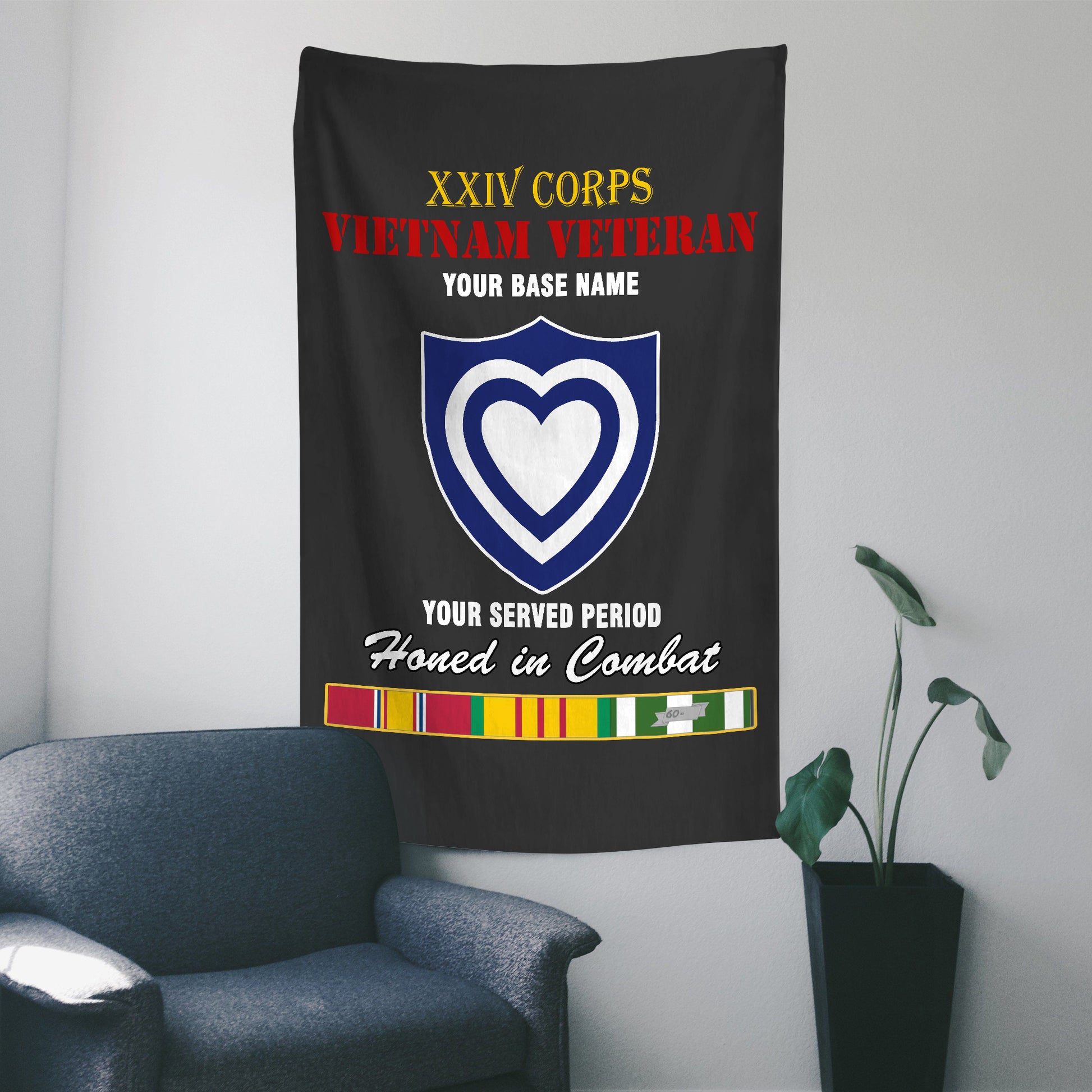 XXIV CORPS WALL FLAG VERTICAL HORIZONTAL 36 x 60 INCHES WALL FLAG