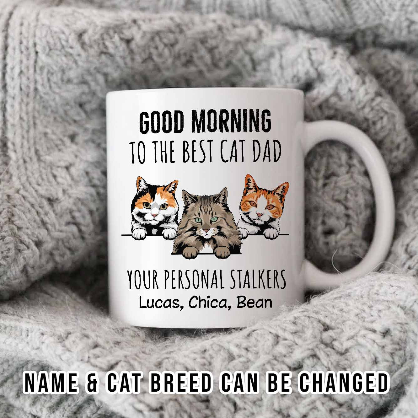 Good Morning To The Best Cat Dad • Custom Mug For Cat Lovers • Personalized Funny Gift For Cat Dad And Cat Mom