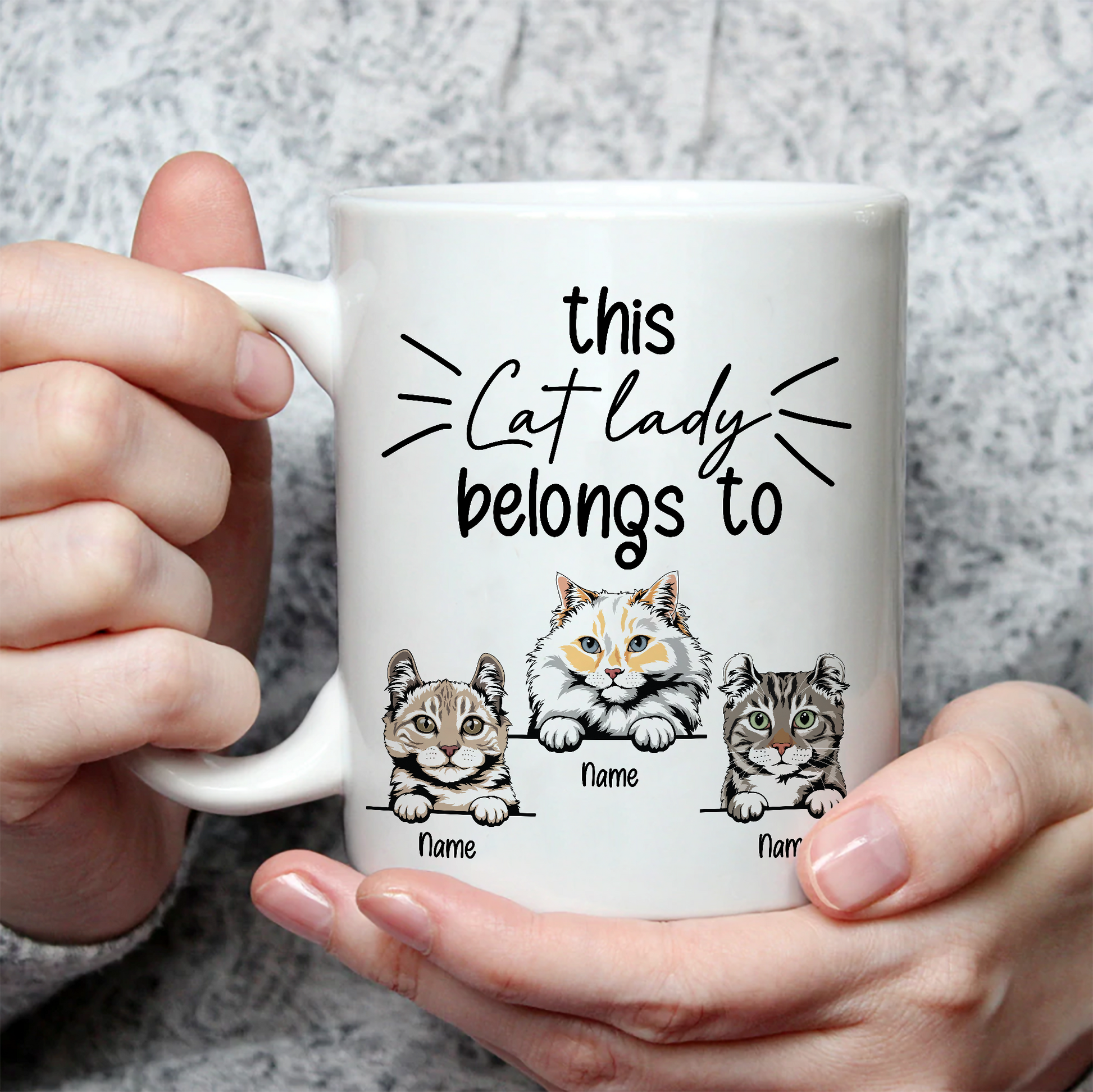 This Cat Lady Belongs To • Custom Mug For Cat Lovers • Personalized Funny Gift For Cat Dad And Cat Mom