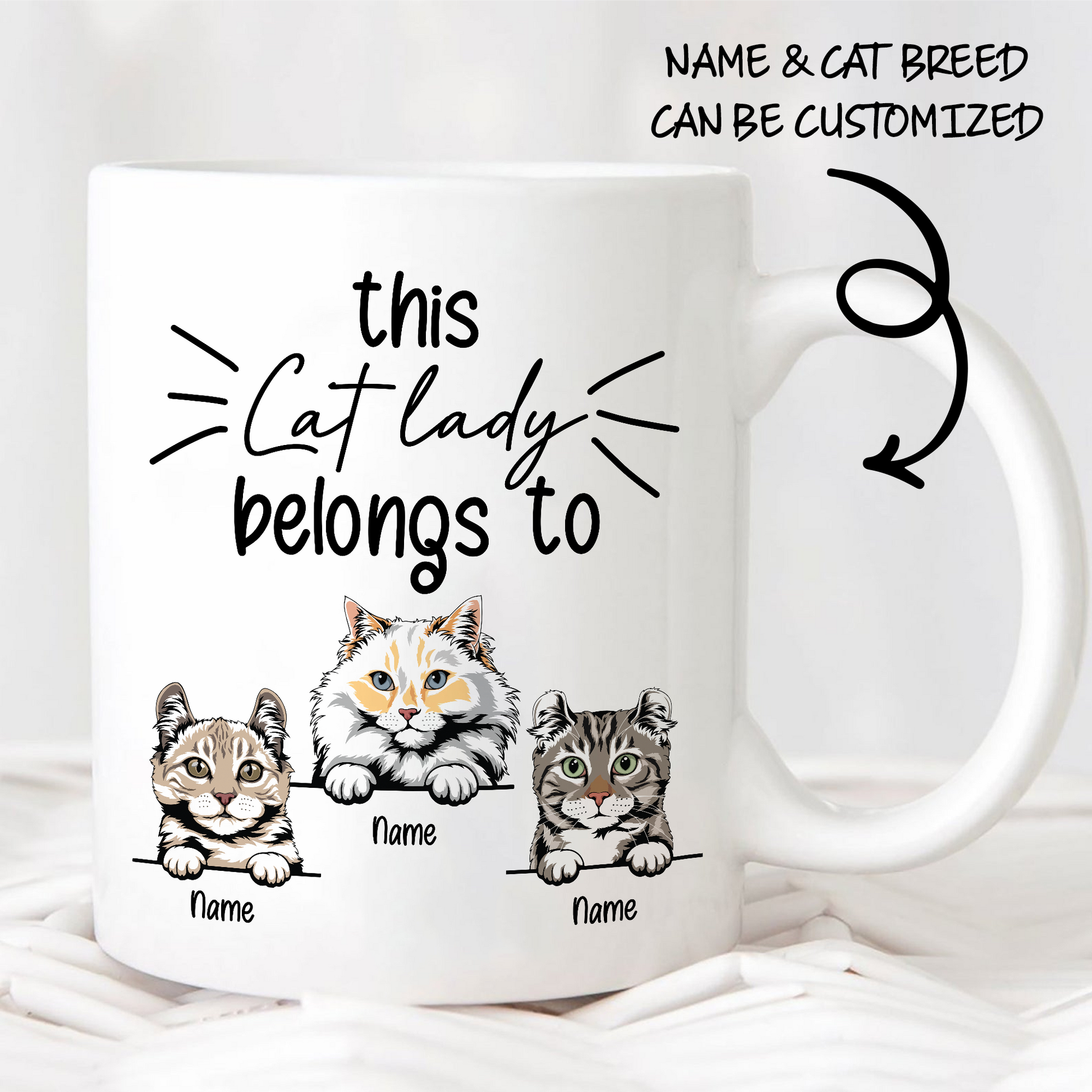 This Cat Lady Belongs To • Custom Mug For Cat Lovers • Personalized Funny Gift For Cat Dad And Cat Mom