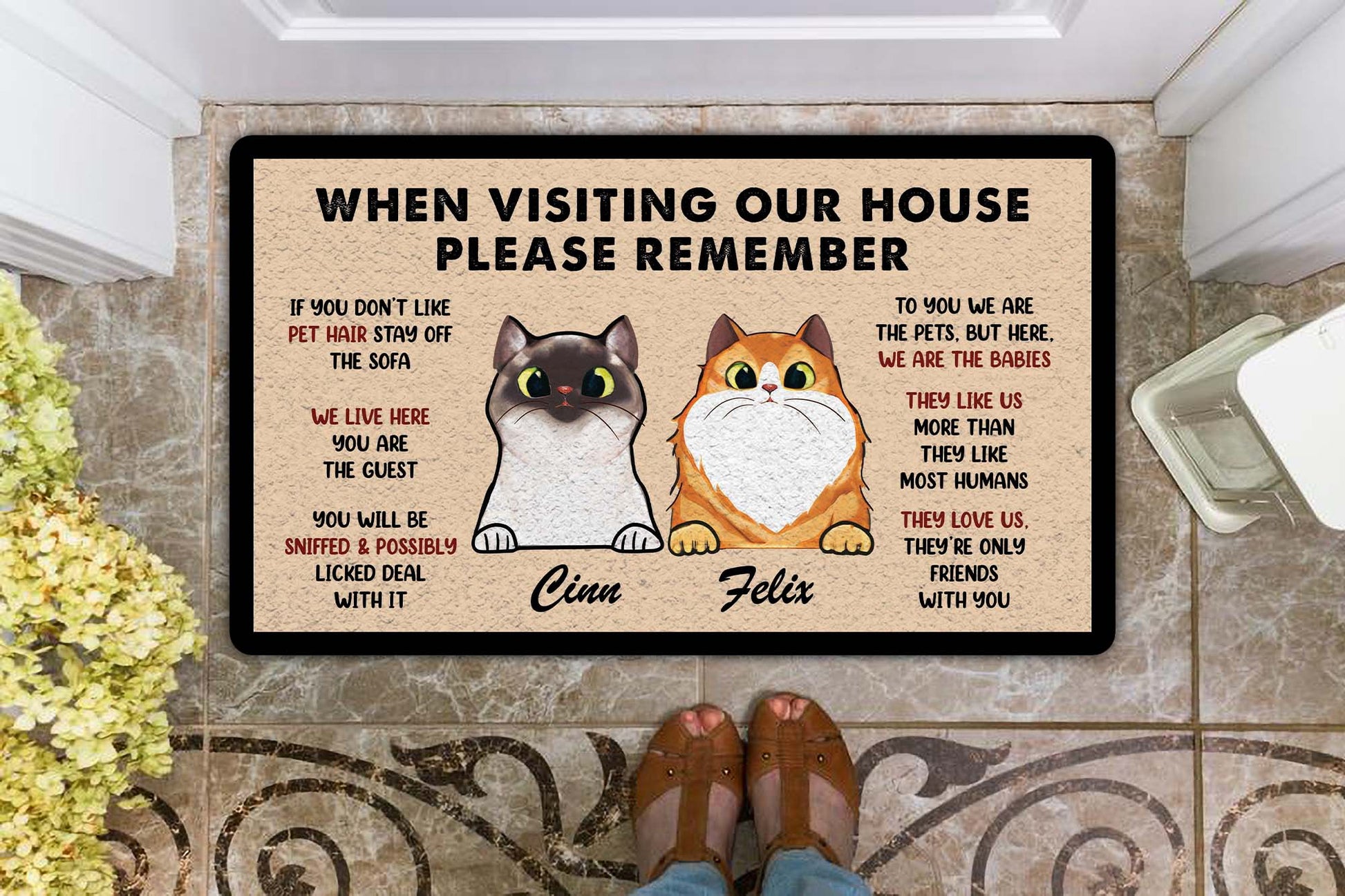 When Visiting Our Home Please Remember Cat Funny Doormat • Custom Doormat For Cat Lovers • Personalized Cat Welcome Rug • Front Door Mat • Outdoor Rug