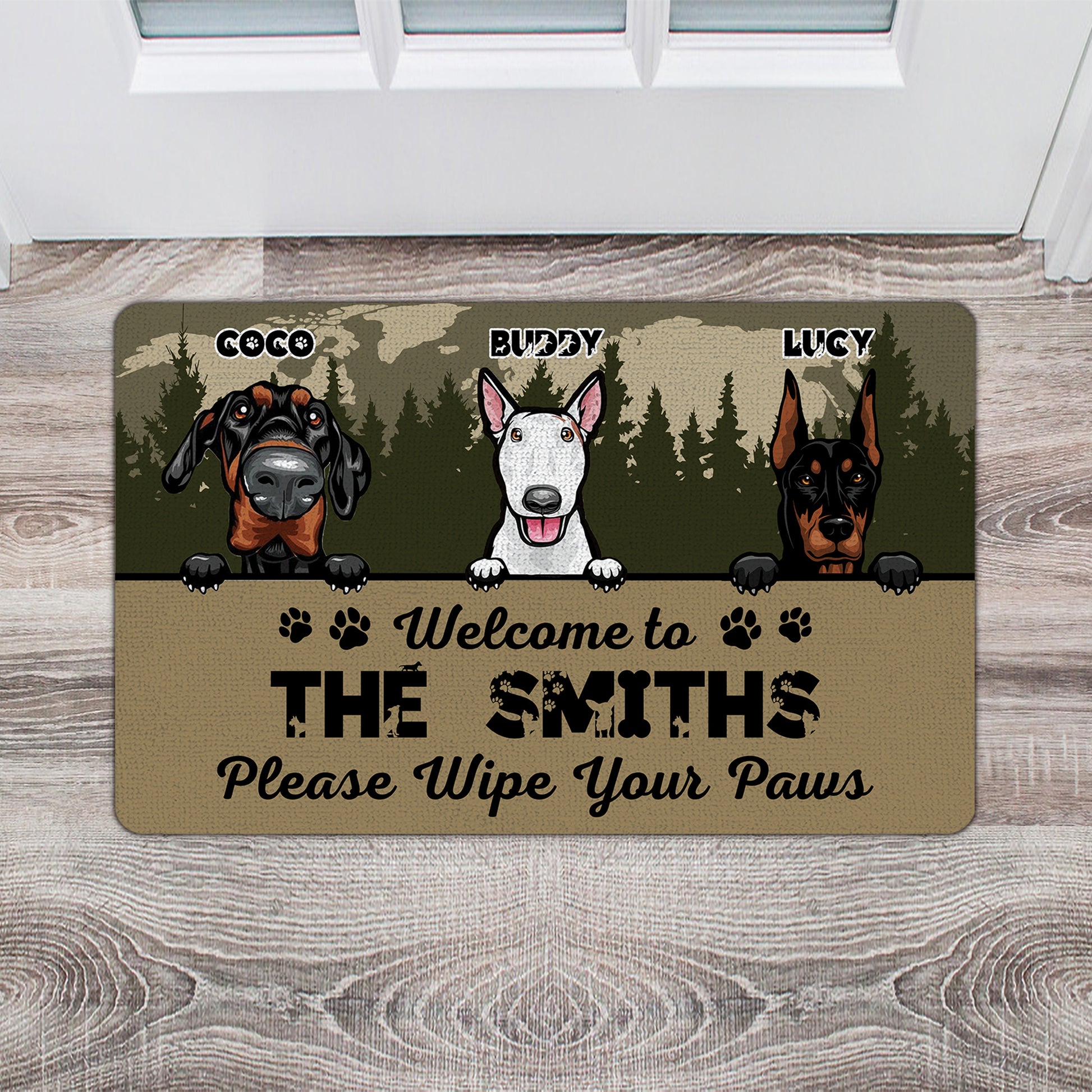 Funny Welcome Doormat • Custom Doormat For Dog Lovers • Personalized Name Dog Welcome Rug • Vintage Front Door Mat • Outdoor Rug