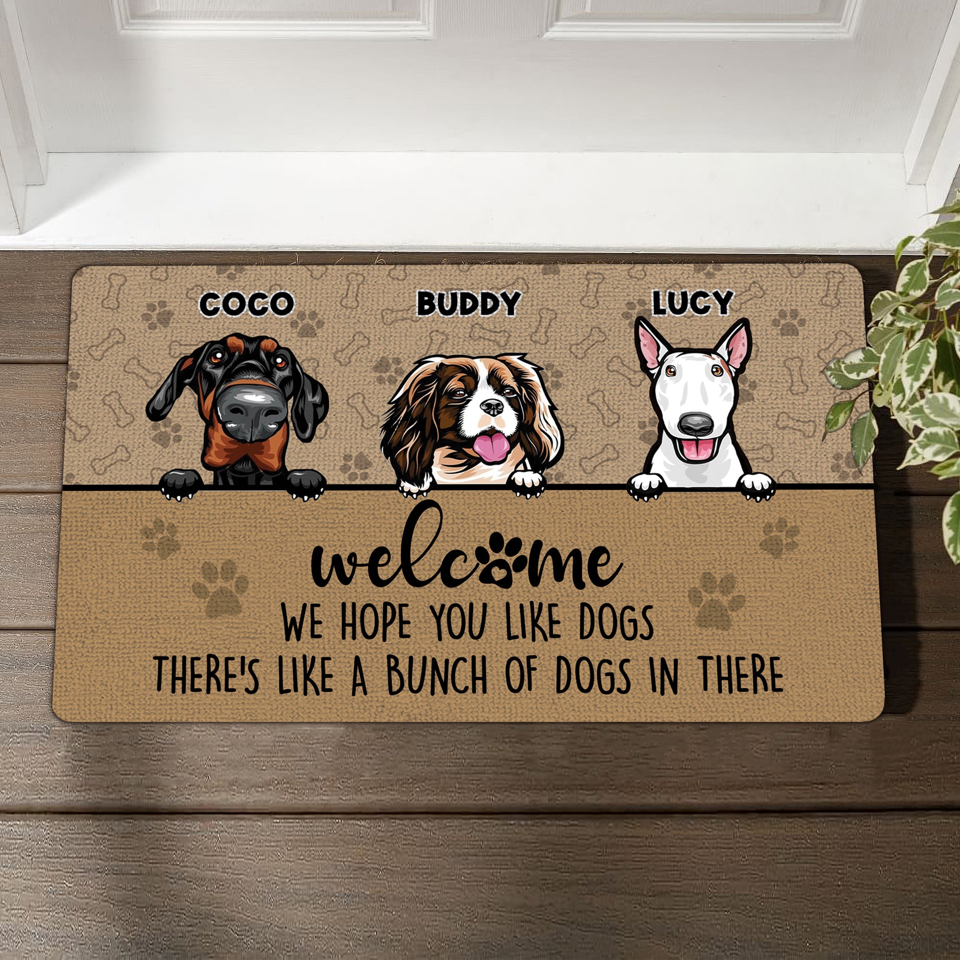 Welcome Hope You Like Dogs Funny Doormat • Custom Doormat For Dog Lovers • Personalized Name Dog Welcome Rug • Vintage Front Door Mat • Outdoor Rug