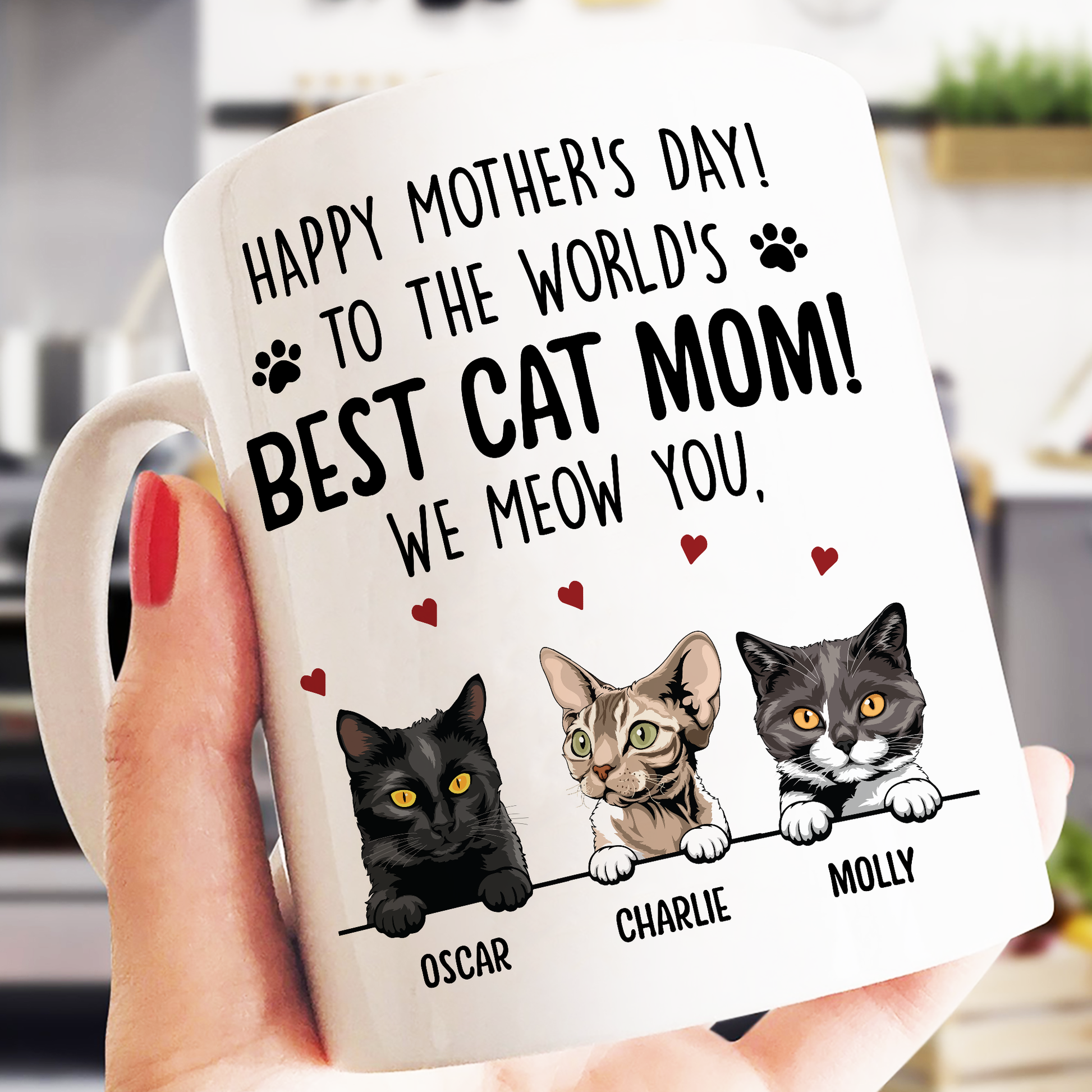 Happy Mother's Day To The World Best Cat Mom • Custom Mug For Cat Lovers • Personalized Funny Gift For Cat Dad And Cat Mom
