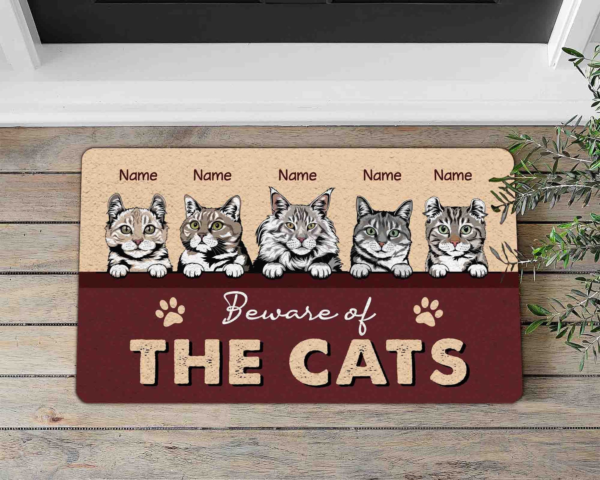 Beware Of The Cats Funny Doormat • Custom Doormat For Cat Lovers • Personalized Cat Welcome Rug • Vintage Front Door Mat • Outdoor Rug