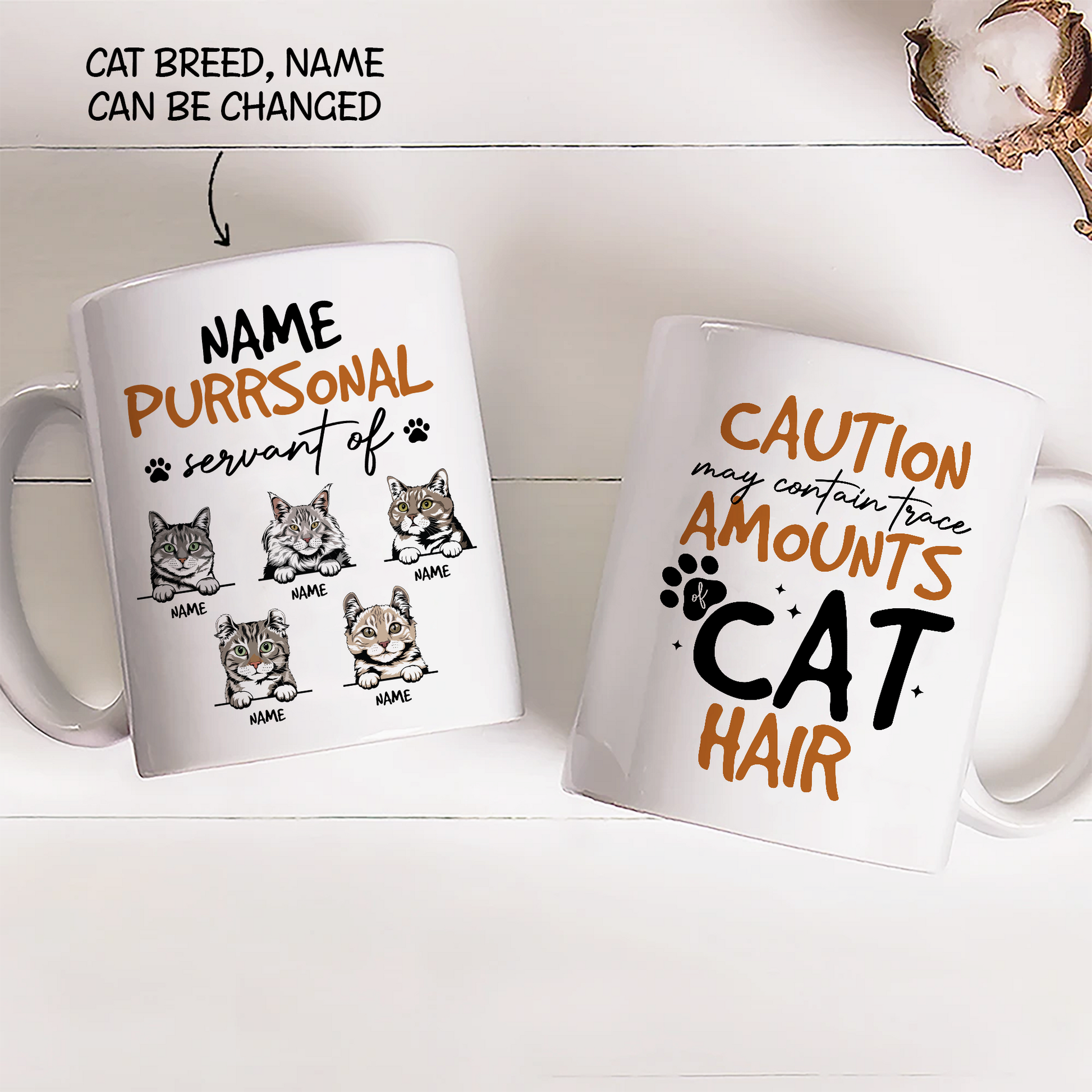 Personal Servant Of Cats • Custom Mug For Cat Lovers • Personalized Funny Gift For Cat Dad And Cat Mom