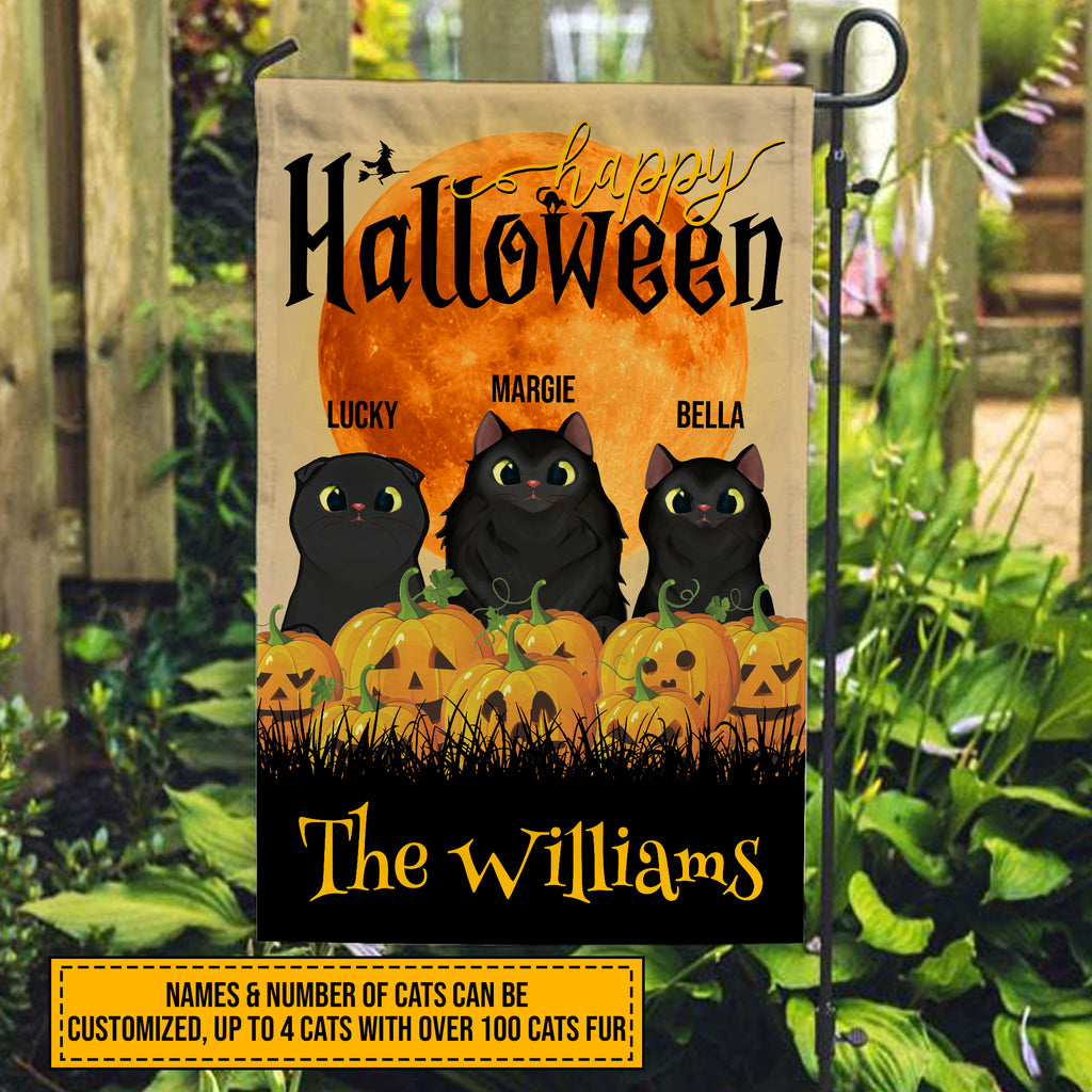 Happy Halloween • Funny Halloween Decoration Flag • Personalized Dog & Cat Garden Flag • Custom Welcome Flag