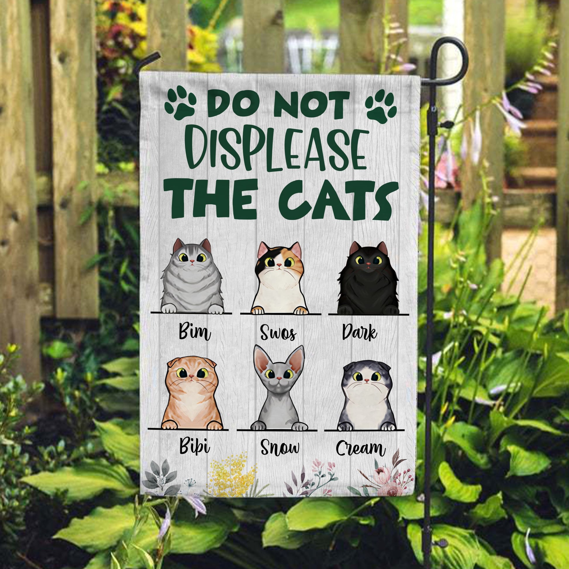 Do Not Displease The Cats Flag • Personalized Dog & Cat Garden Flag • Custom Welcome Flag • For Pet Lovers