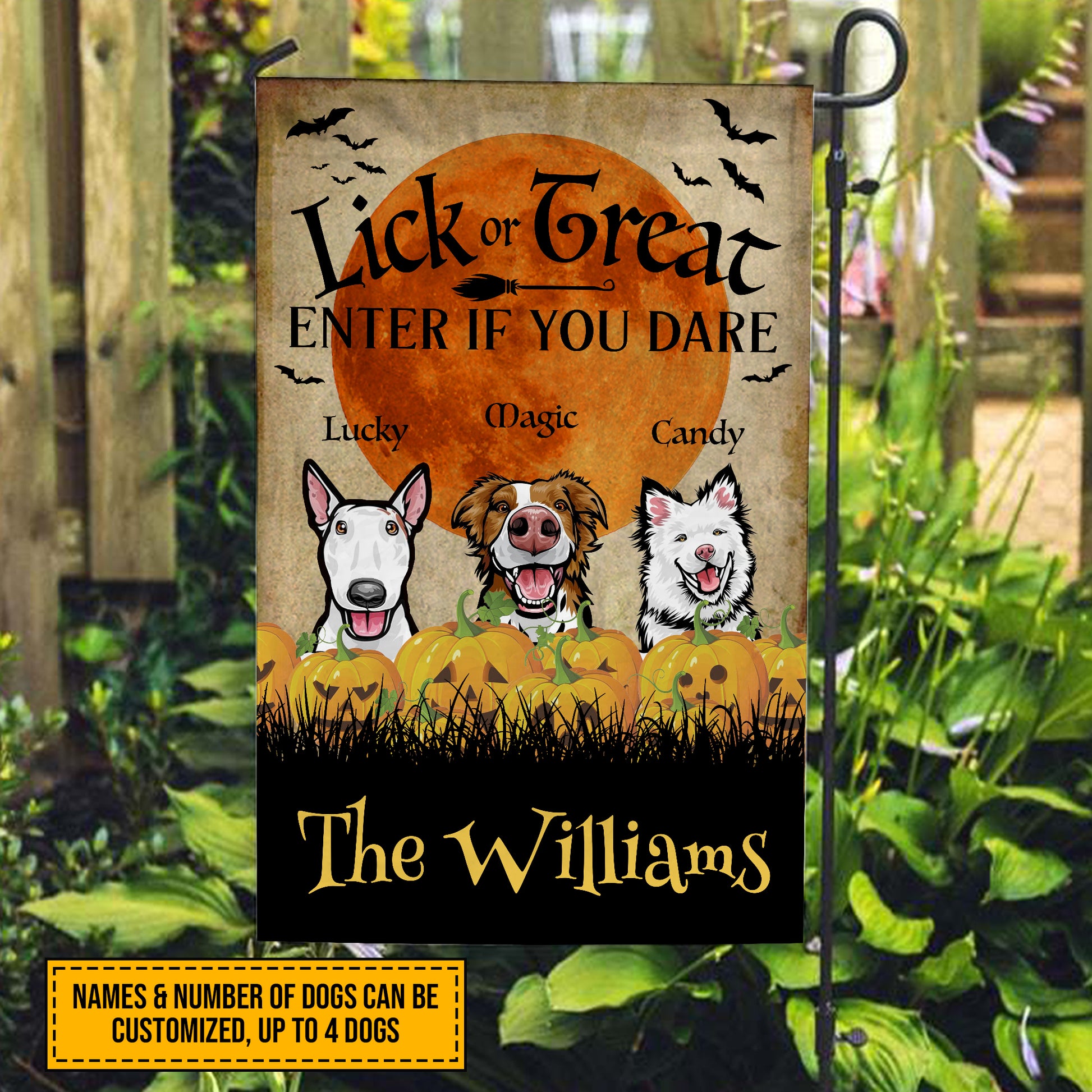 Lick Or Treat • Funny Halloween Decoration Flag • Personalized Dog & Cat Garden Flag • Custom Welcome Flag