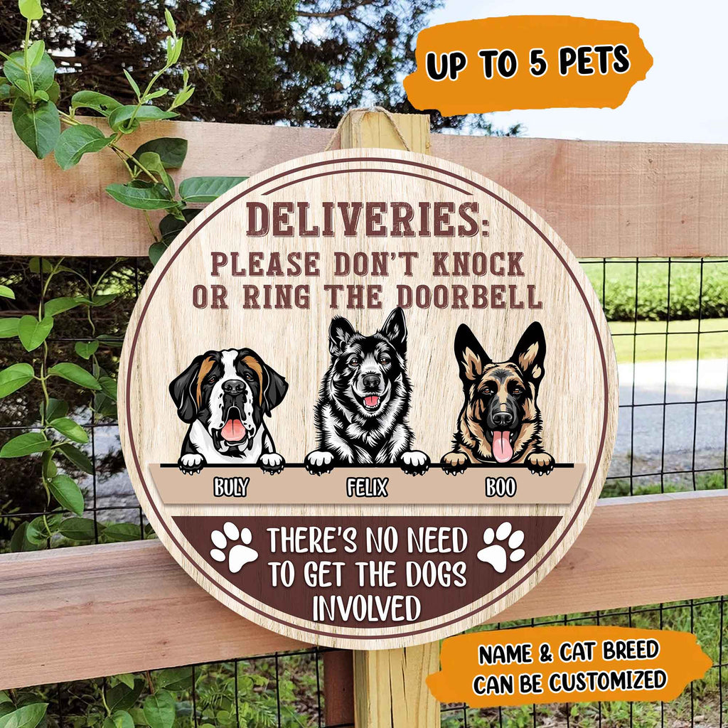 No Soliciting Funny Door Hanging • Customized Dog And Cat Wood Sign • Personalized Door Sign • Front Door Hanger