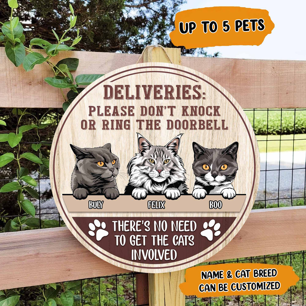 No Soliciting Funny Door Hanging • Customized Dog And Cat Wood Sign • Personalized Door Sign • Front Door Hanger