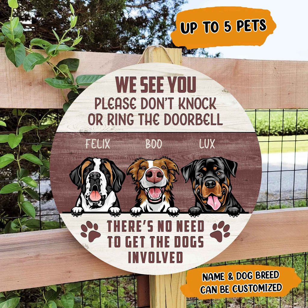 Please Don't Knock Or Ring The Doorbell • Customized Dog And Cat Wood Sign • Personalized Door Sign • Front Door Hanger
