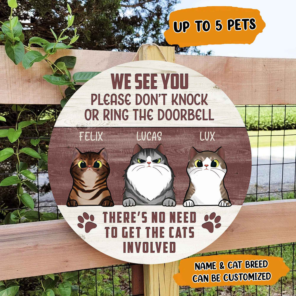 Please Don't Knock Or Ring The Doorbell • Customized Dog And Cat Wood Sign • Personalized Door Sign • Front Door Hanger
