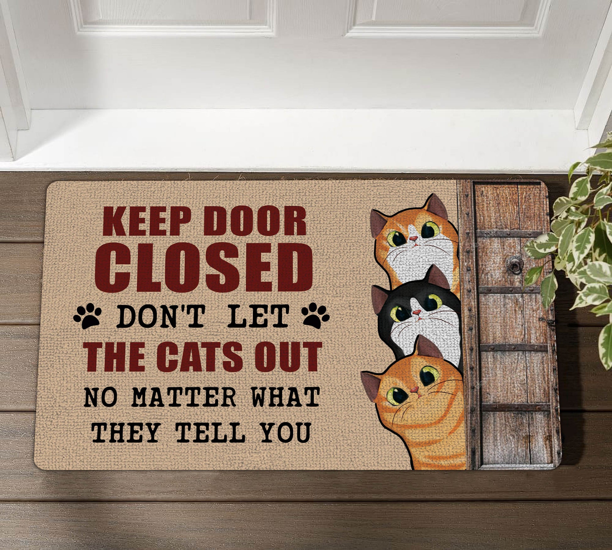 Keep Door Closed Don't Let The Cats Out Funny Doormat • Custom Doormat For Cat Lovers • Personalized Cat Welcome Rug • Front Door Mat • Outdoor Rug