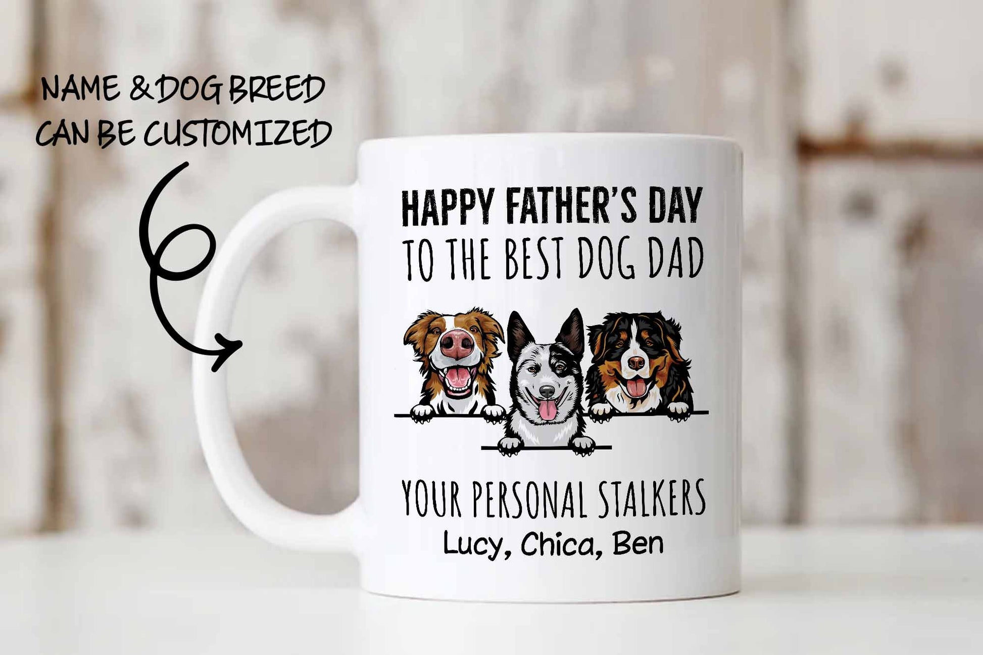 Happy Father's Day To The Best Cat Dad • Custom Mug For Cat Lovers • Personalized Funny Gift For Cat Dad And Cat Mom