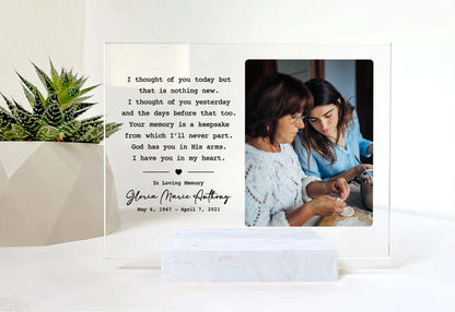 Mom Memorial Picture Frame • Custom Photo • Personalized Memorial Photo Plaque • Sympathy Gift For Loss Of Wife