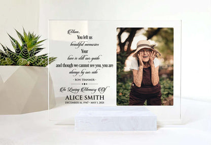 Mom Memorial Picture Frame • Custom Photo • Personalized Memorial Photo Plaque • Sympathy Gift For Loss Of Wife