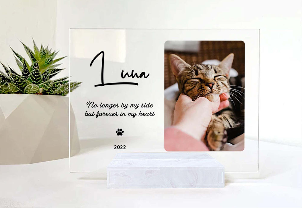 Custom Photo Memorial Gift For Cat Lovers • Personalized Photo Framed For Cat Passed Over • Sympathy Gift For Loss Of Cat • Acrylic Plaque