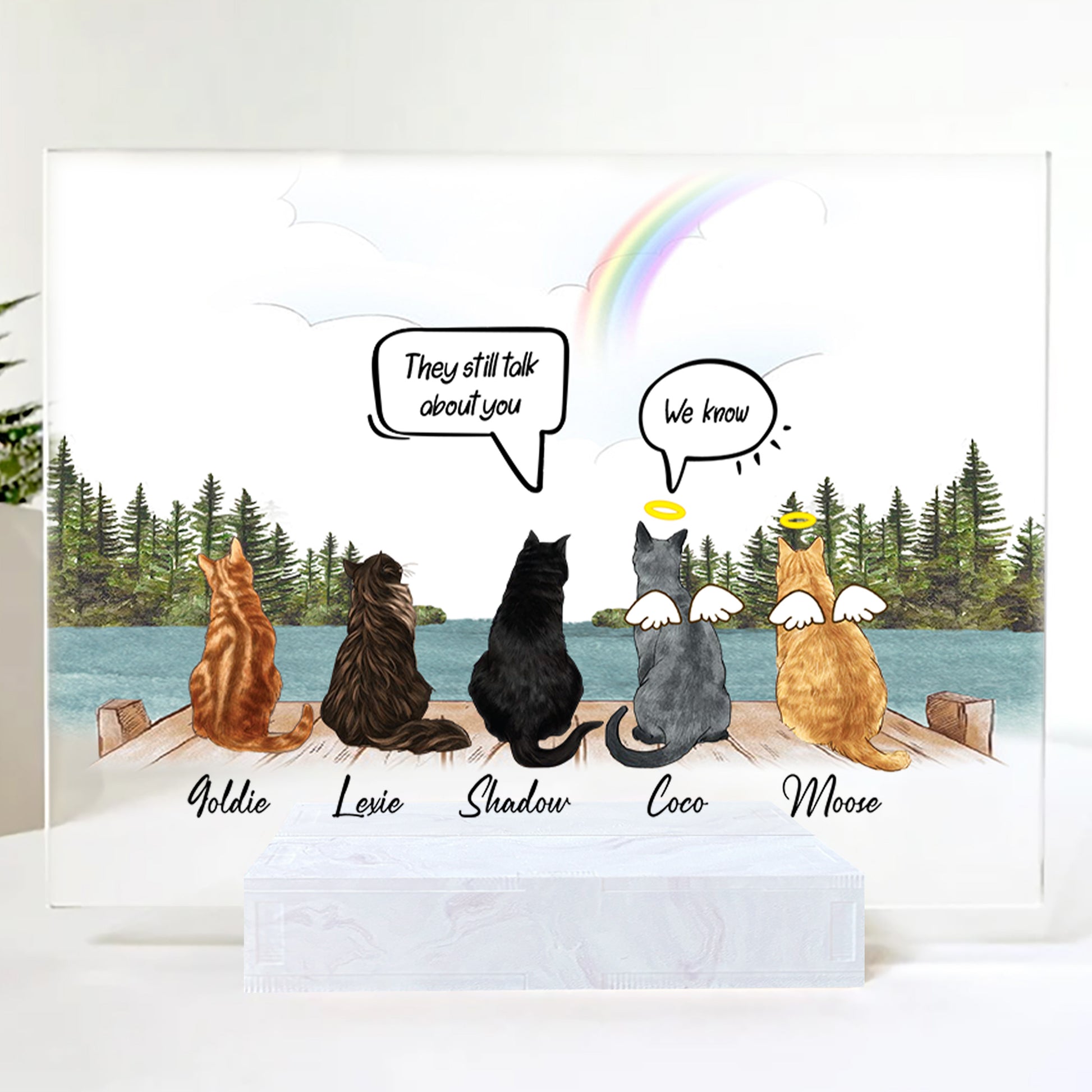 They Still Talk About You • Custom Cat Portrait Framed • Memorial Portrait For Cat Lovers • Personalized Sympathy Gift For Loss Of Cat • Acrylic Plaque