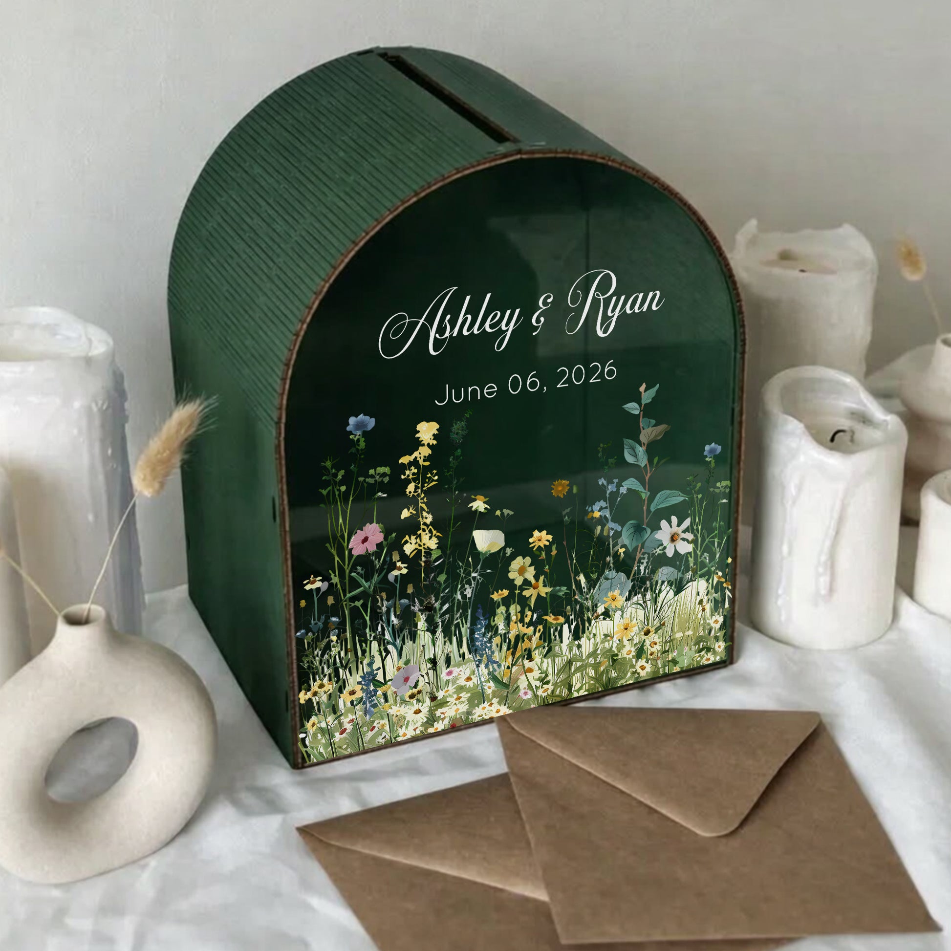 Personalized Wedding Card Box - Rustic Garden