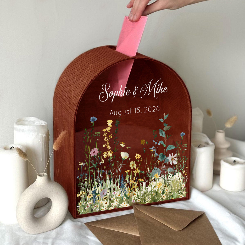 Personalized Wedding Card Box - Rustic Garden