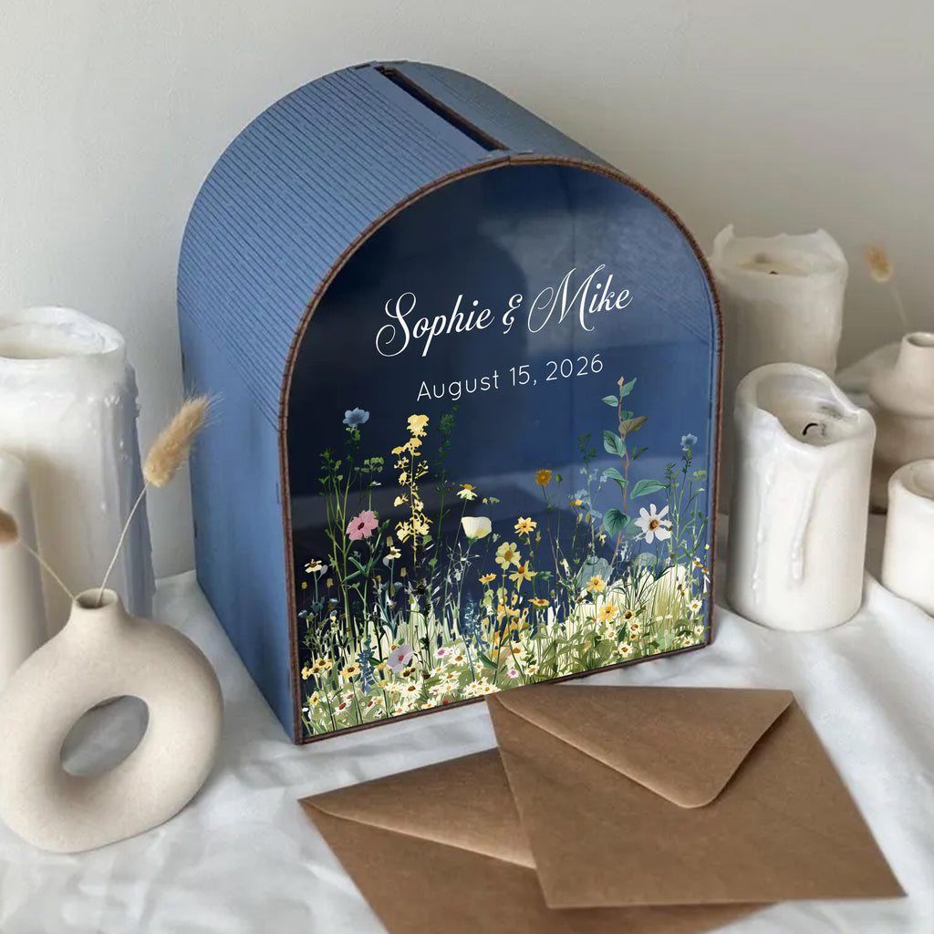 Personalized Wedding Card Box - Rustic Garden