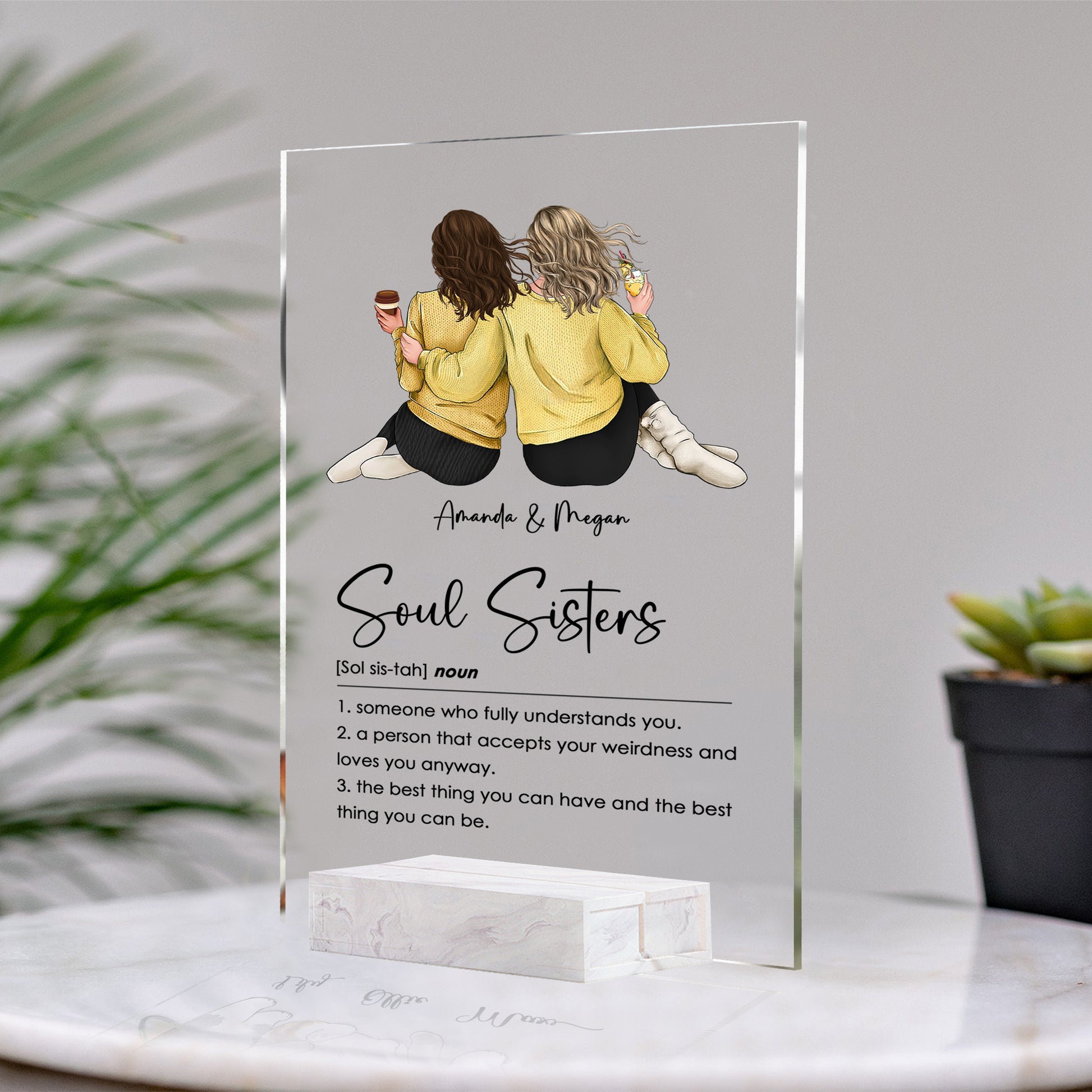 Personalized Birthday Gift For Best Friends • Custom Best Friends Gift • For Besties • For Soul Sisters • Friendship Portrait Acrylic Plaque