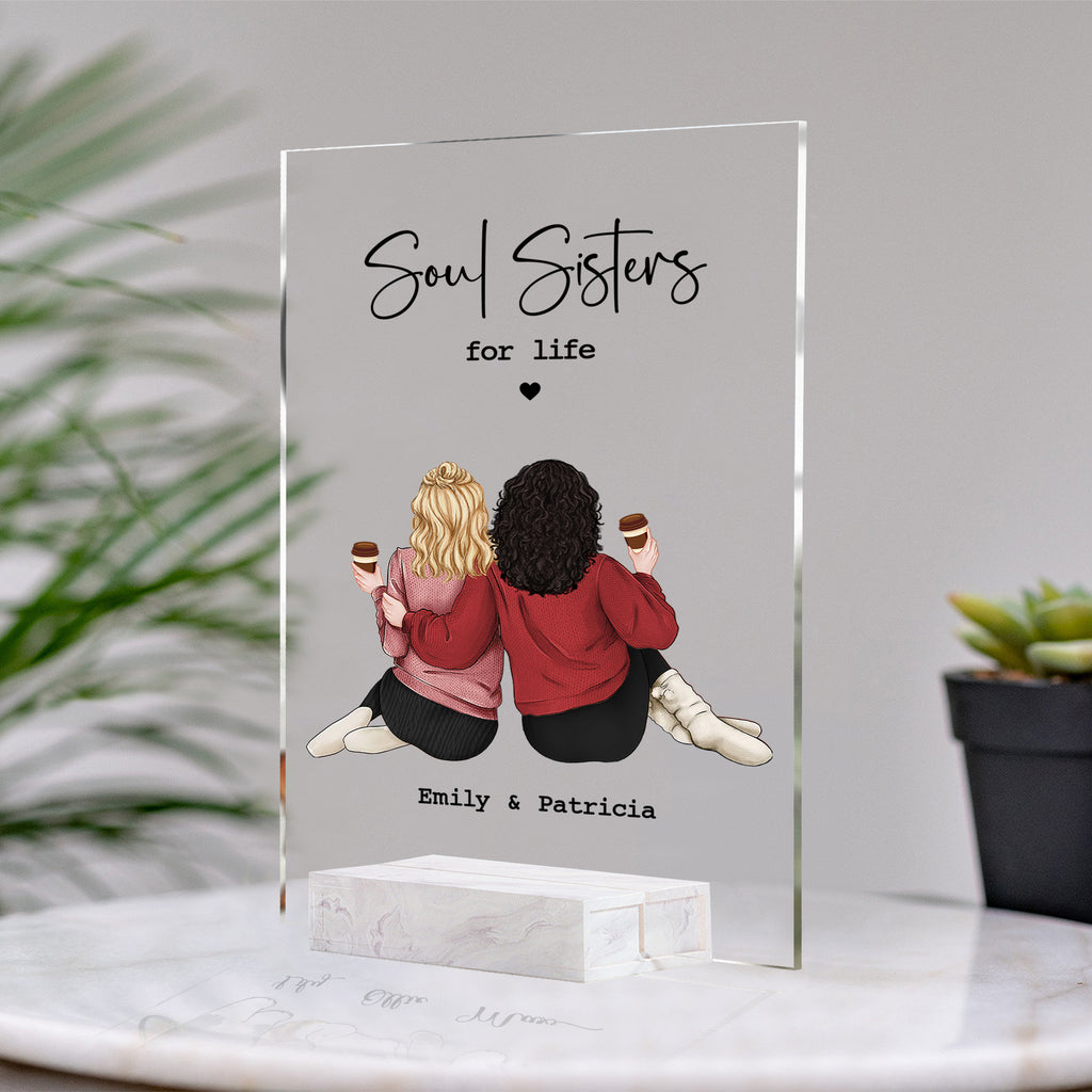 Personalized Birthday Gift For Best Friends • Custom Best Friends Gift • For Besties • For Soul Sisters • Friendship Portrait Framed