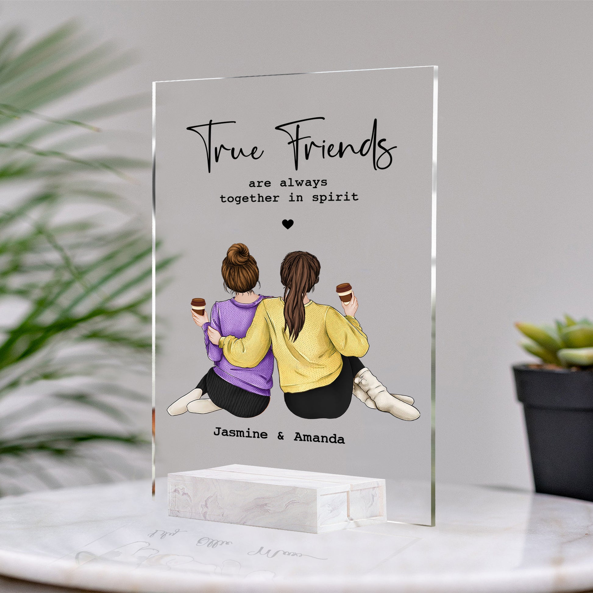 Personalized Birthday Gift For Best Friends • Custom Best Friends Gift • For Besties • For Soul Sisters • Friendship Portrait Acrylic Plaque