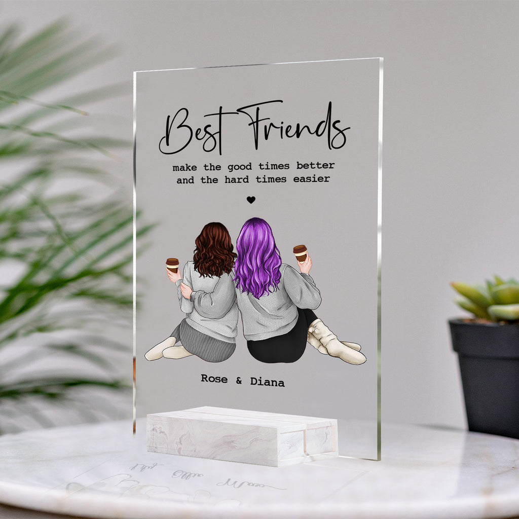 Personalized Birthday Gift For Best Friends • Custom Best Friends Gift • For Besties • For Soul Sisters • Friendship Portrait Acrylic Plaque