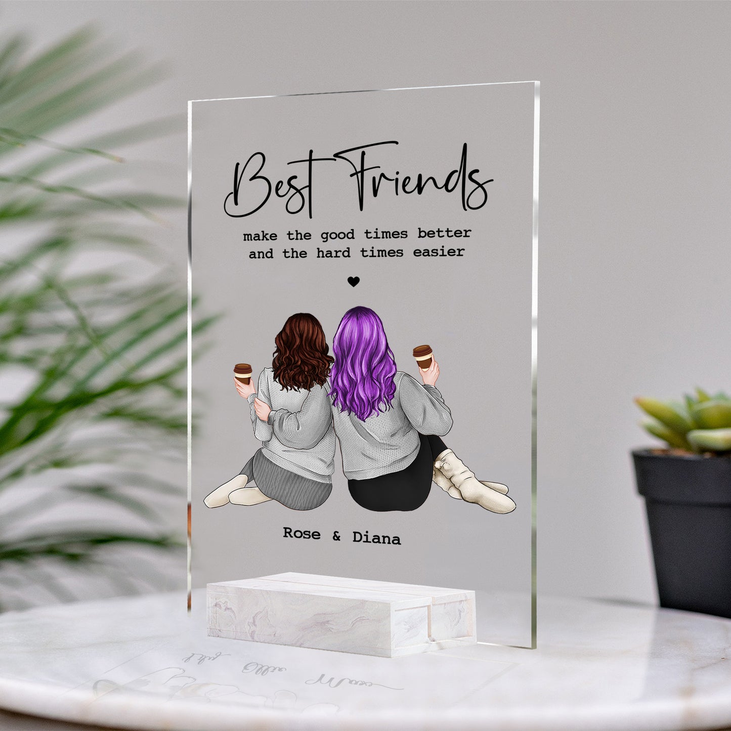 Personalized Birthday Gift For Best Friends • Custom Best Friends Gift • For Besties • For Soul Sisters • Friendship Portrait Acrylic Plaque